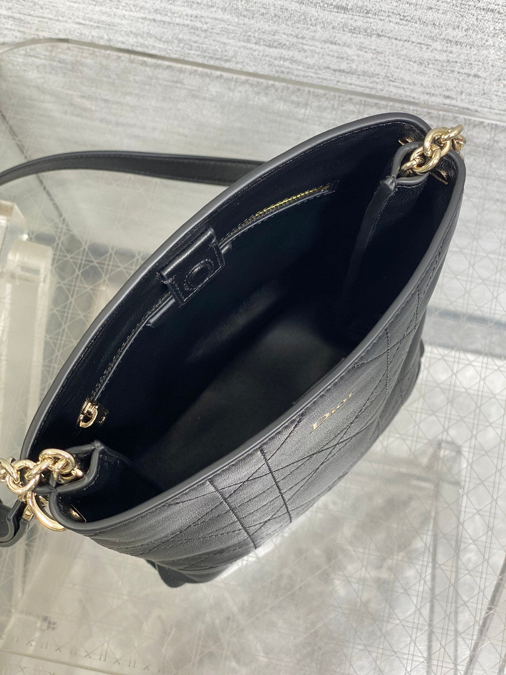 DIOR 26S TRIANON BAG 20 IN BLACK LAMBSKIN