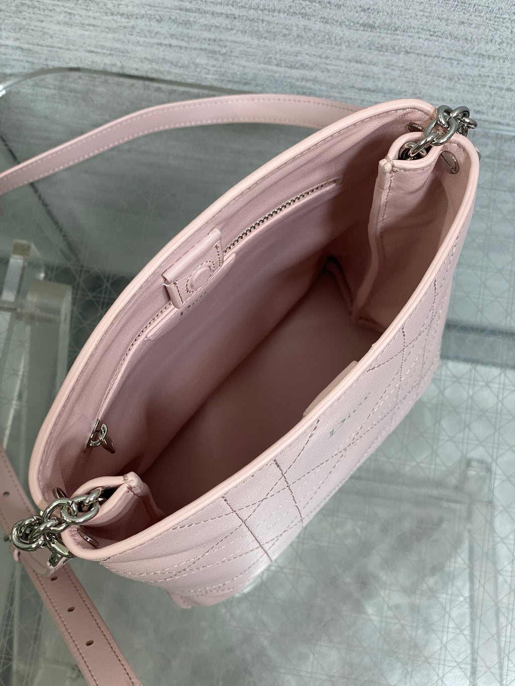 DIOR 26S TRIANON BAG 20 IN LIGHT PINK LAMBSKIN