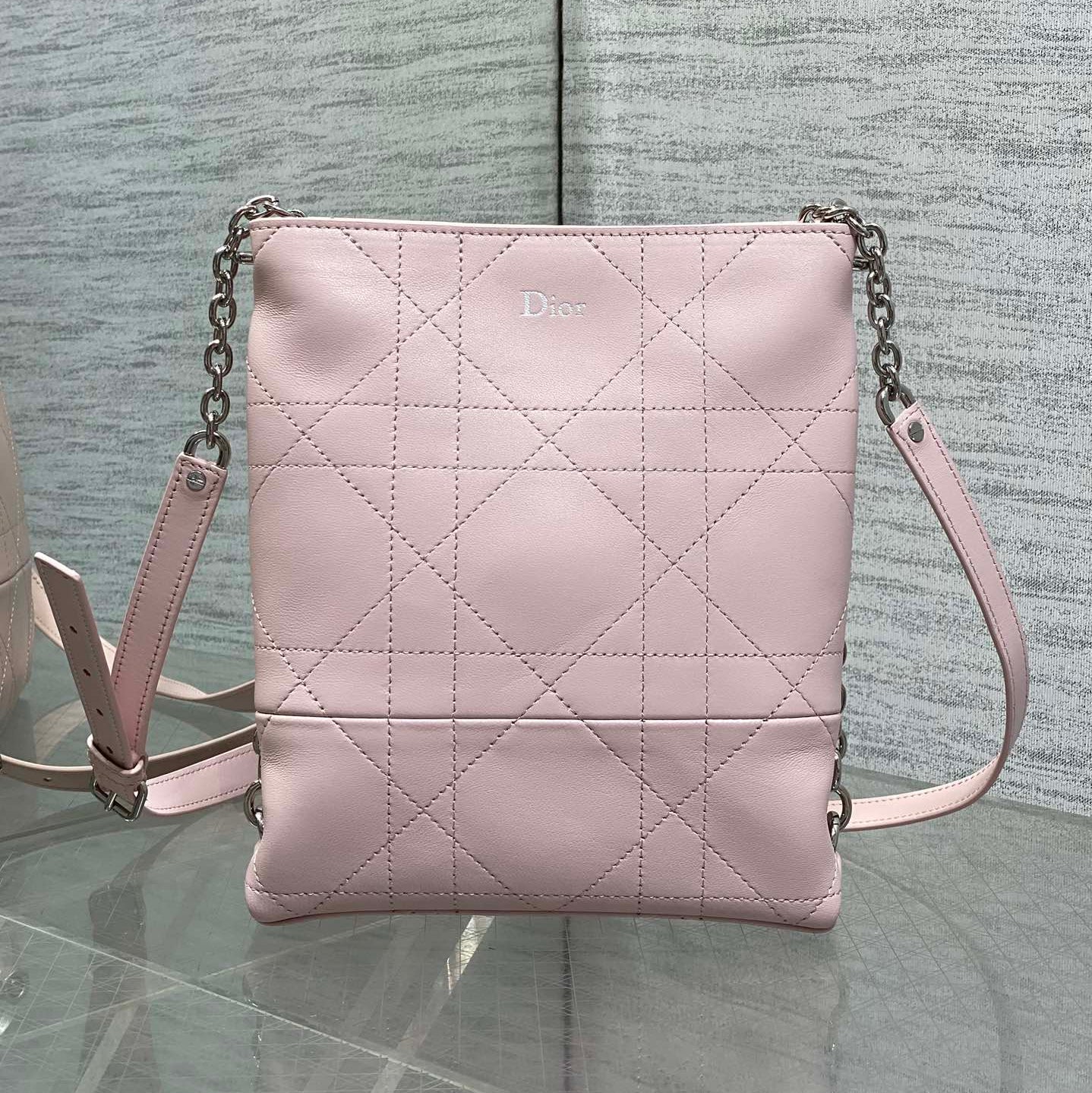 DIOR 26S TRIANON BAG 20 IN LIGHT PINK LAMBSKIN