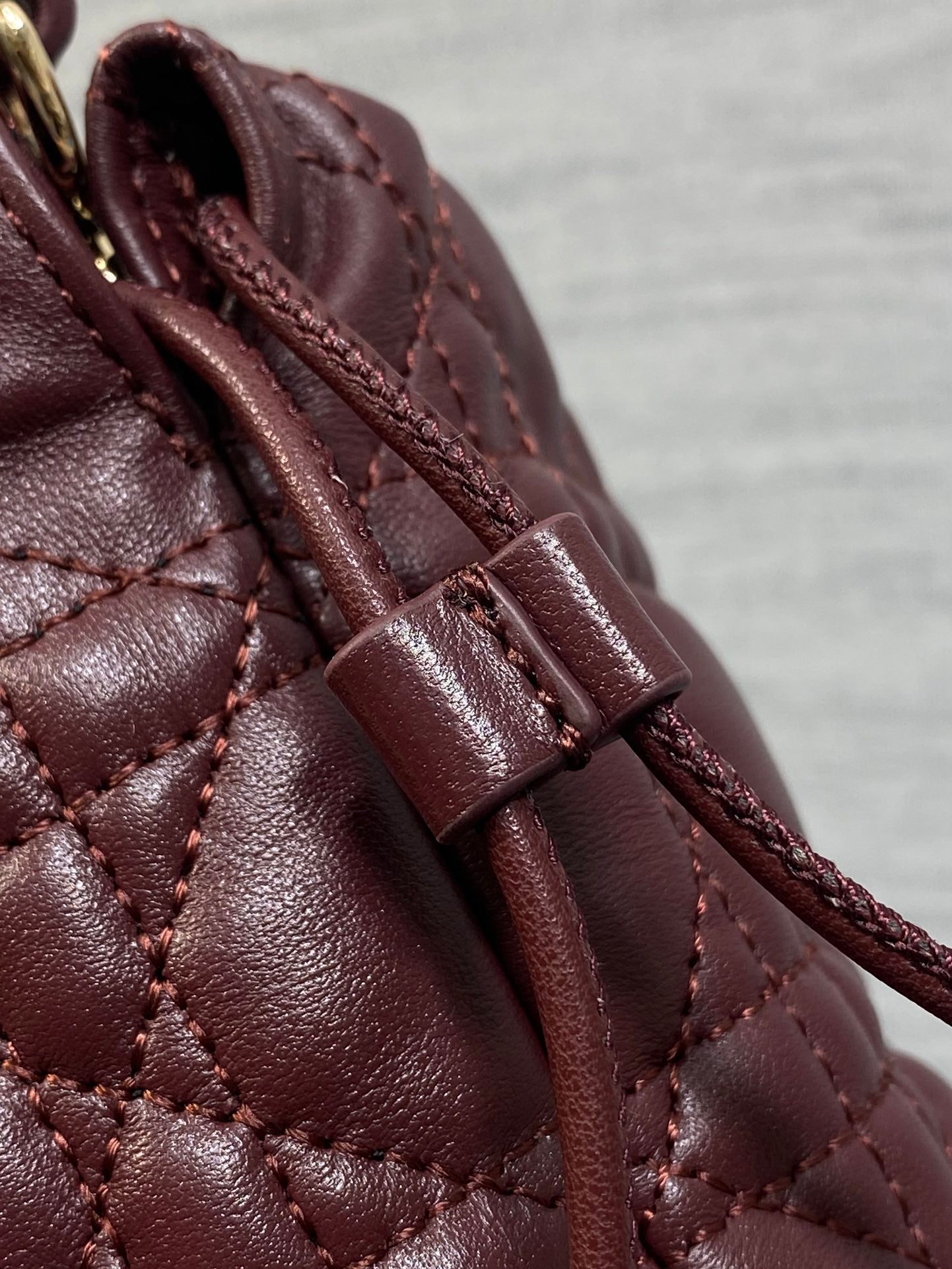 DIOR 26S ADIORABLE BUCKET BAG 20 IN BURGUNDY LAMBSKIN