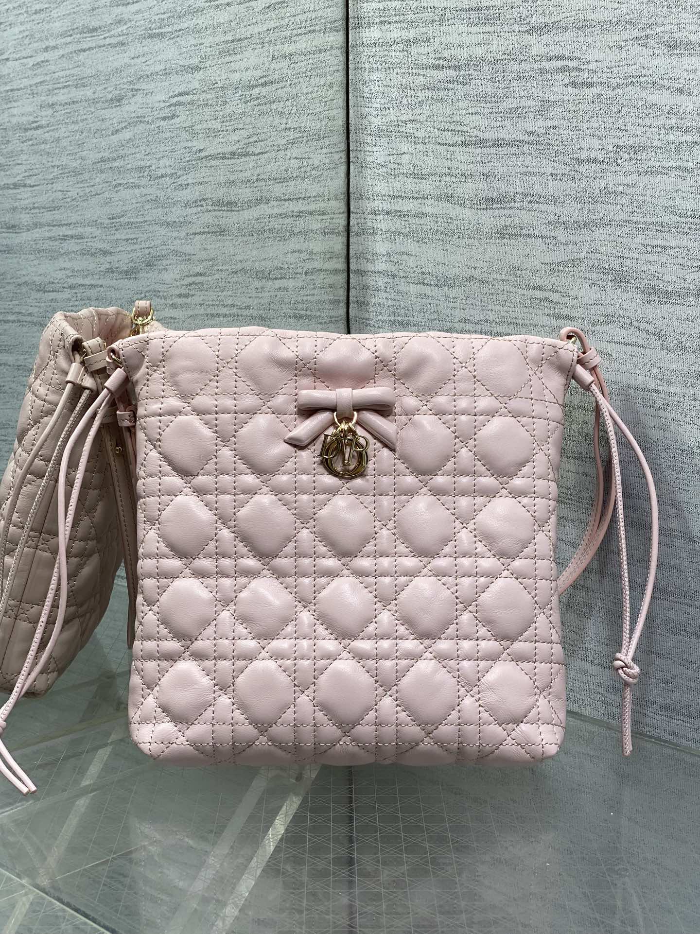 DIOR 26S ADIORABLE BUCKET BAG 20 IN LIGHT PINK LAMBSKIN