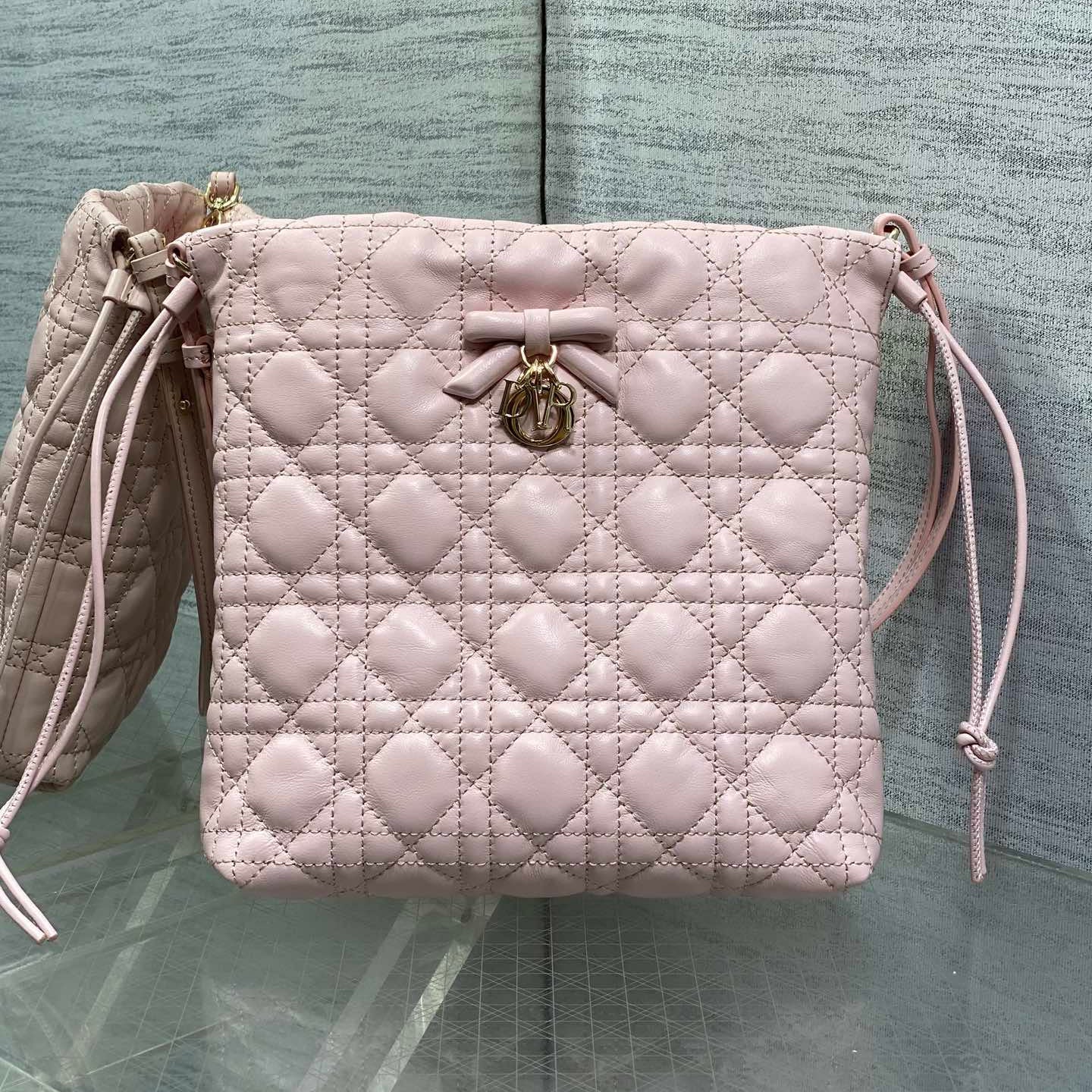 DIOR 26S ADIORABLE BUCKET BAG 20 IN LIGHT PINK LAMBSKIN
