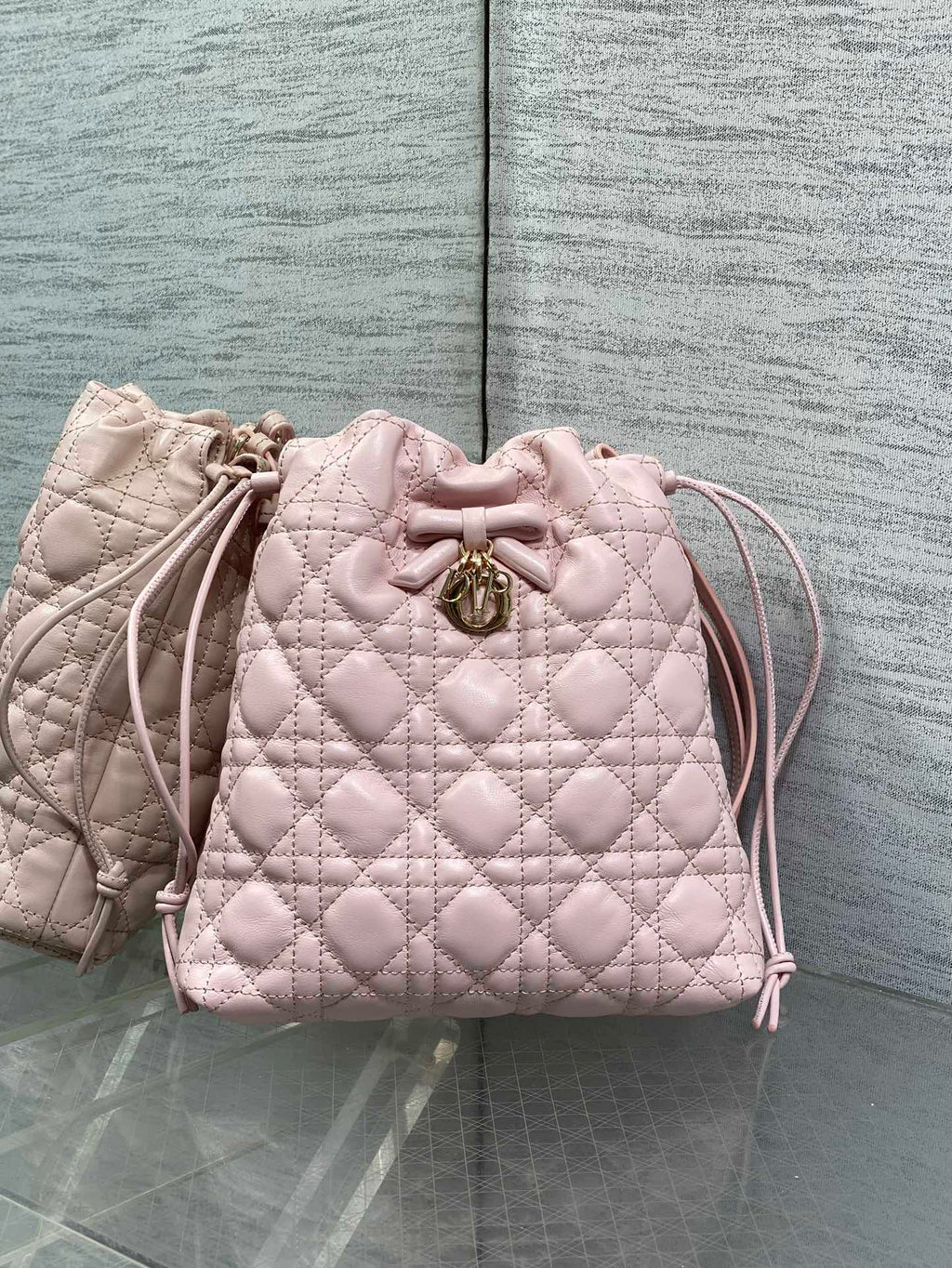 DIOR 26S ADIORABLE BUCKET BAG 20 IN LIGHT PINK LAMBSKIN