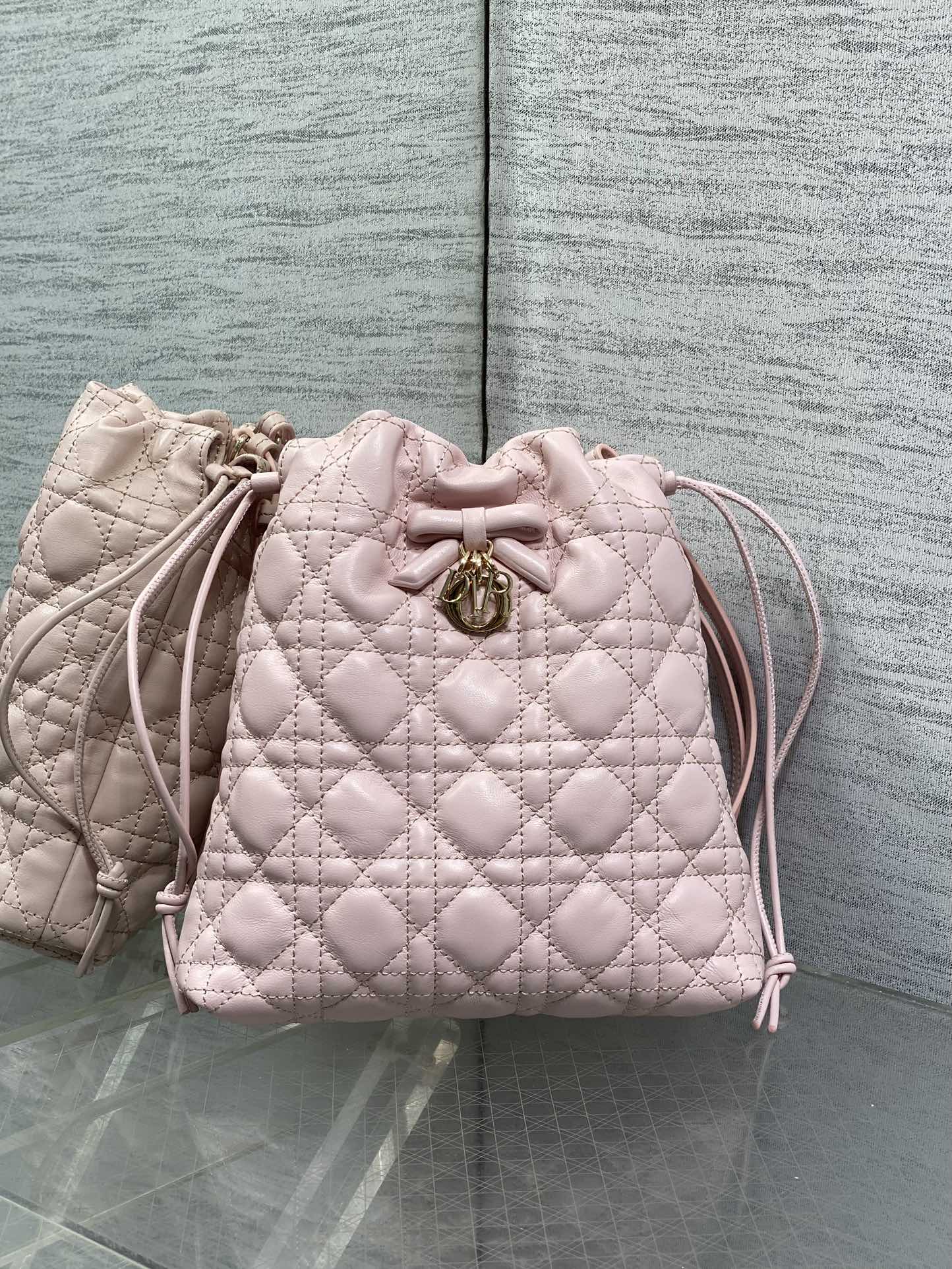 DIOR 26S ADIORABLE BUCKET BAG 20 IN LIGHT PINK LAMBSKIN