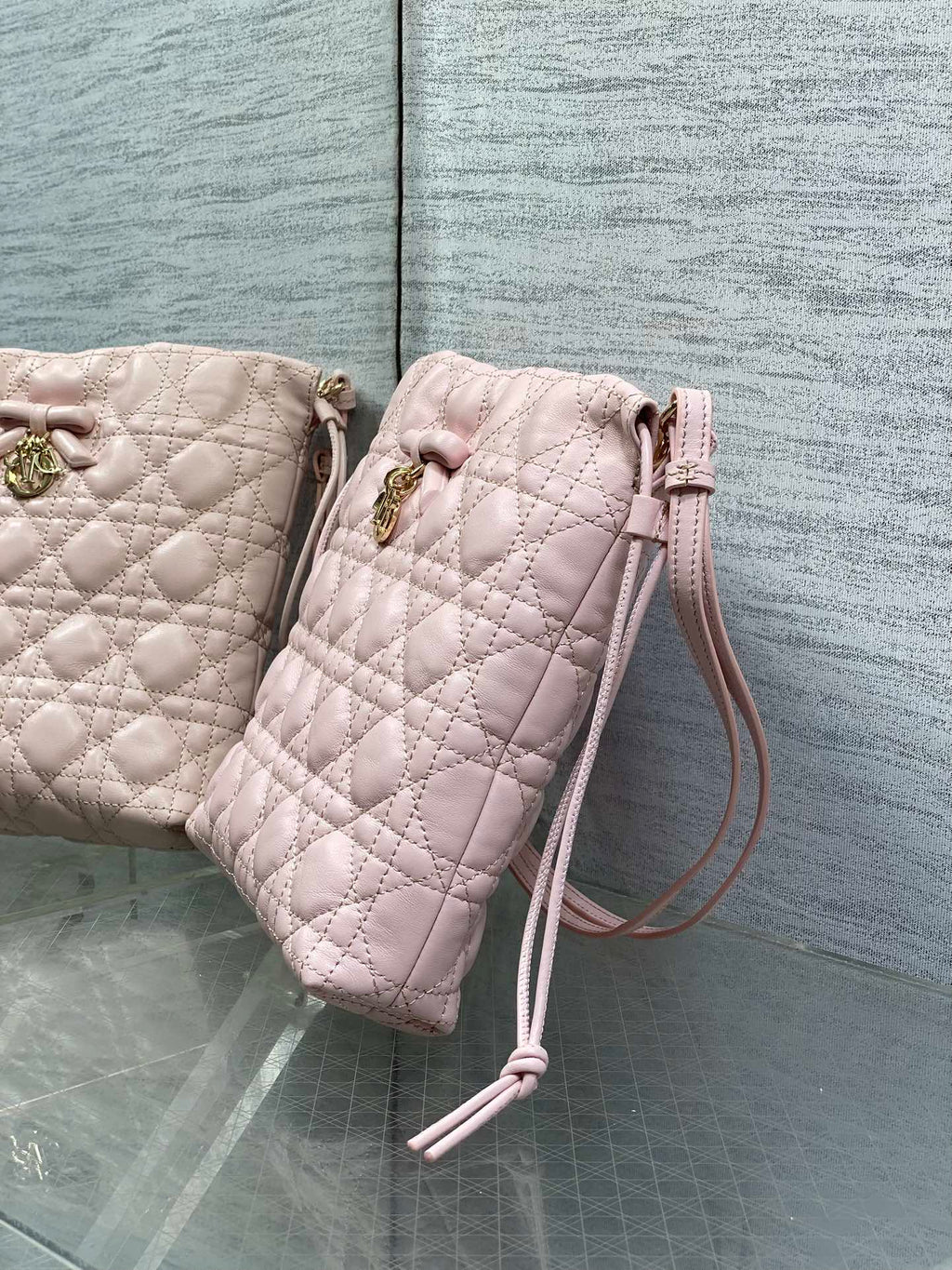 DIOR 26S ADIORABLE BUCKET BAG 20 IN LIGHT PINK LAMBSKIN