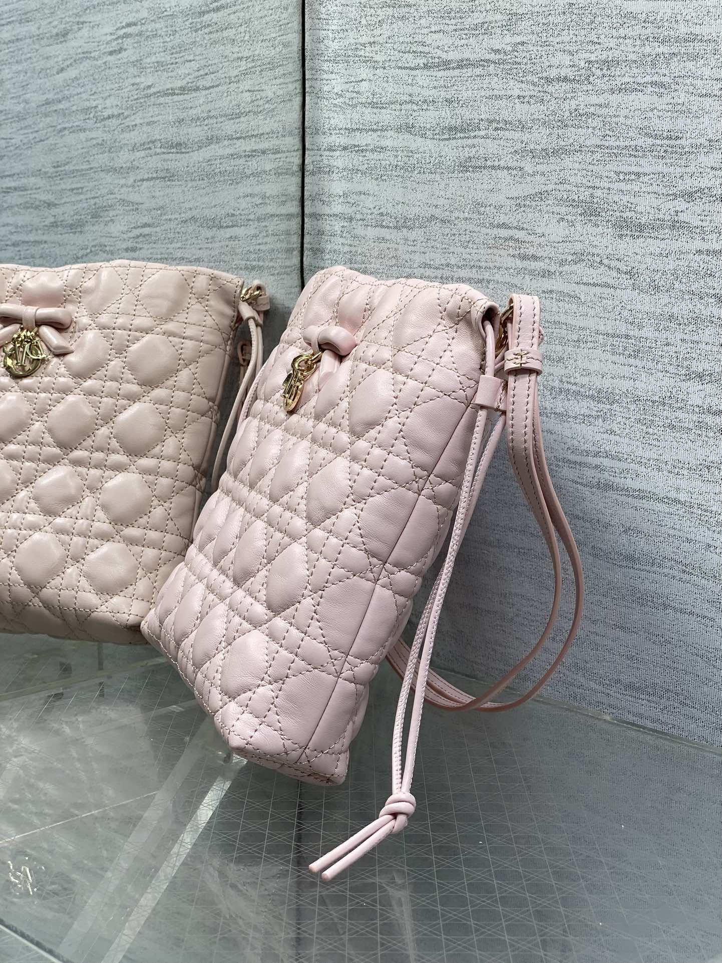 DIOR 26S ADIORABLE BUCKET BAG 20 IN LIGHT PINK LAMBSKIN