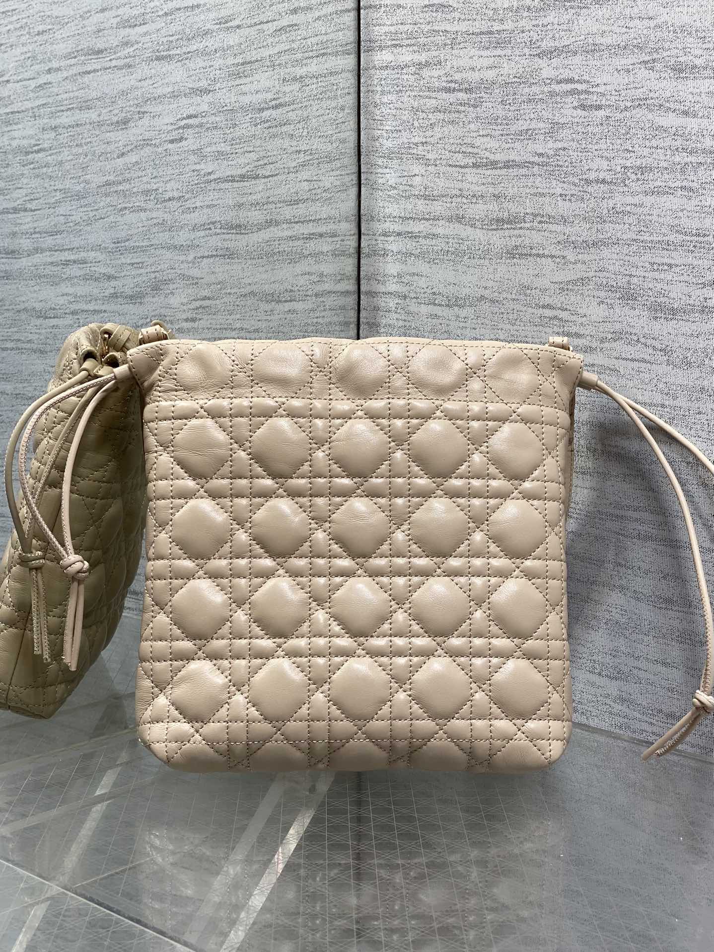 DIOR 26S ADIORABLE BUCKET BAG 20 IN BEIGE LAMBSKIN