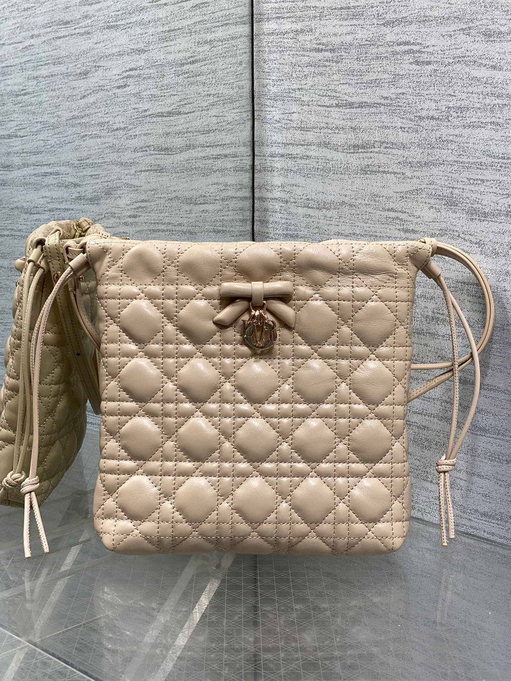DIOR 26S ADIORABLE BUCKET BAG 20 IN BEIGE LAMBSKIN