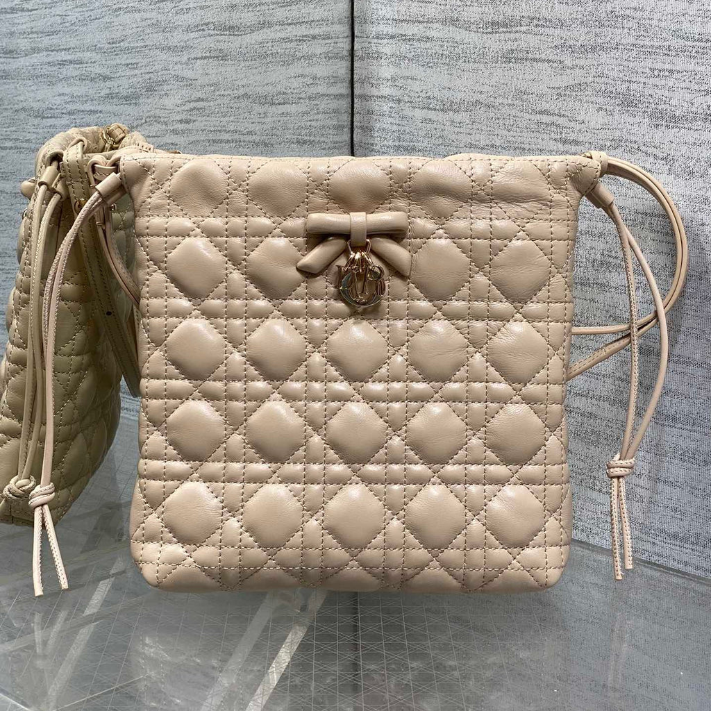 DIOR 26S ADIORABLE BUCKET BAG 20 IN BEIGE LAMBSKIN