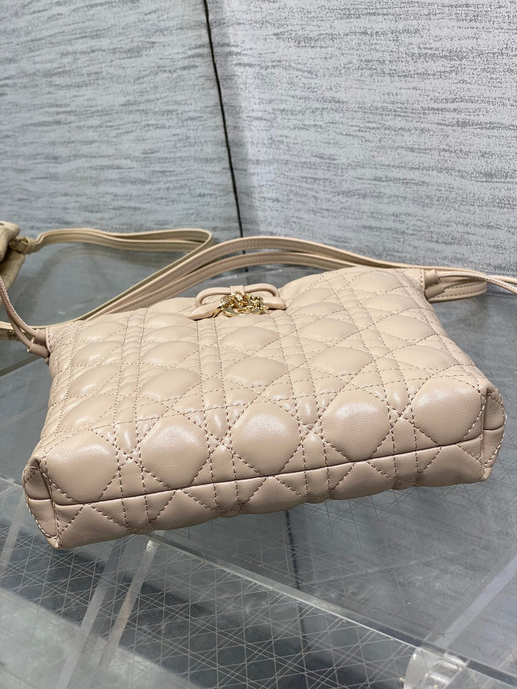 DIOR 26S ADIORABLE BUCKET BAG 20 IN BEIGE LAMBSKIN