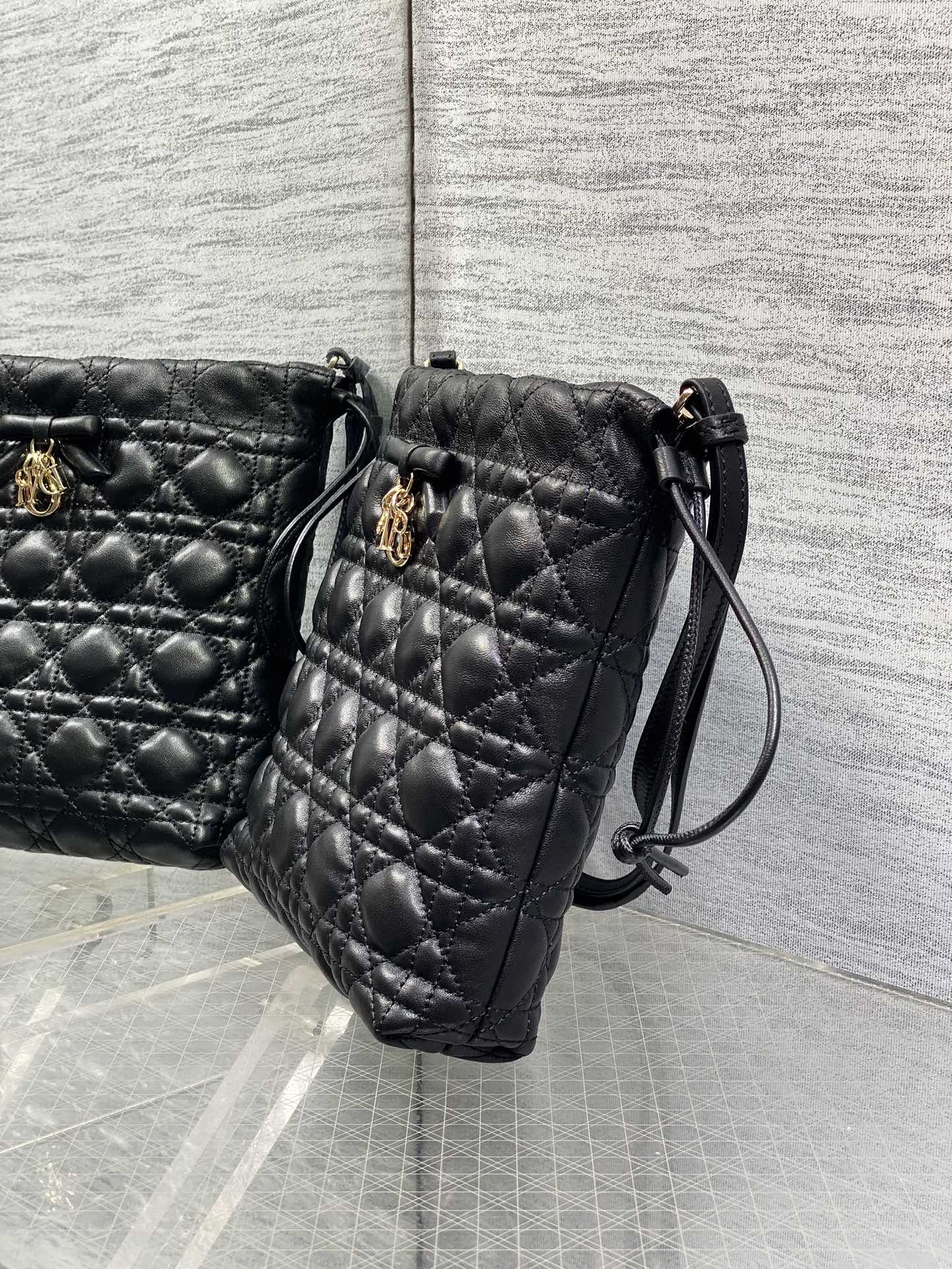 DIOR 26S ADIORABLE BUCKET BAG 20 IN BLACK LAMBSKIN