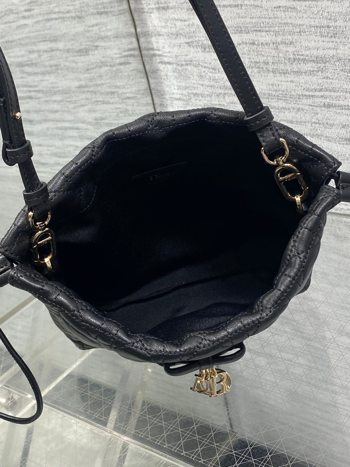 DIOR 26S ADIORABLE BUCKET BAG 20 IN BLACK LAMBSKIN