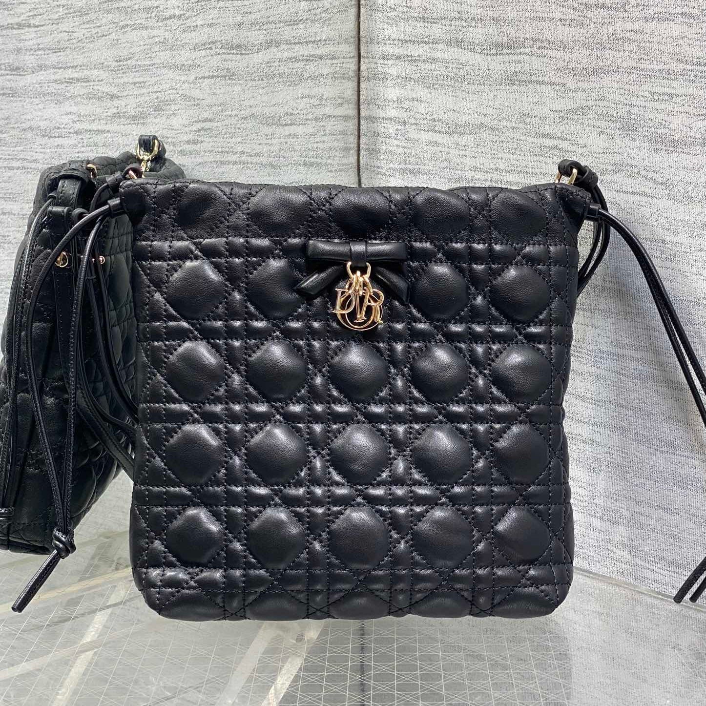 DIOR 26S ADIORABLE BUCKET BAG 20 IN BLACK LAMBSKIN