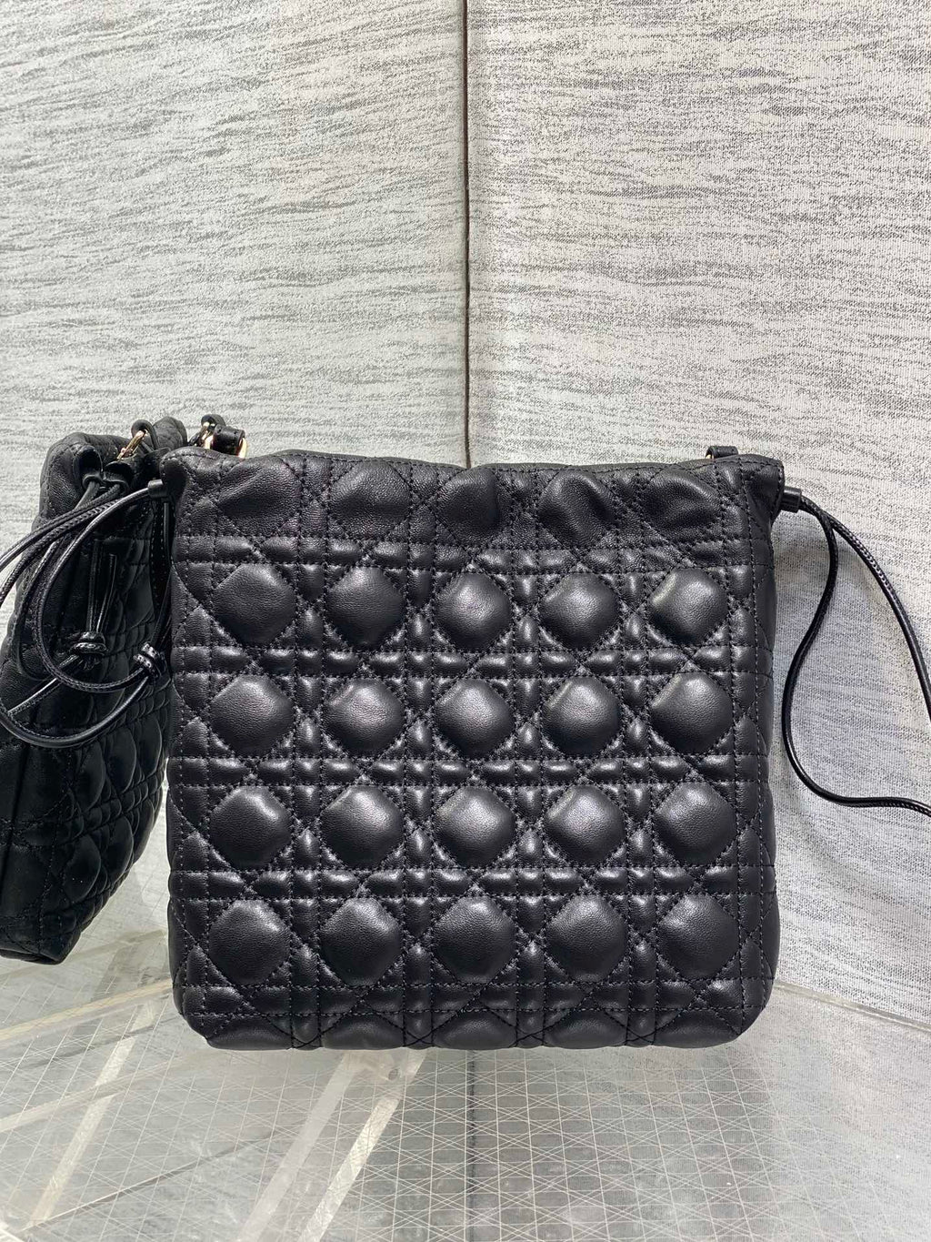 DIOR 26S ADIORABLE BUCKET BAG 20 IN BLACK LAMBSKIN