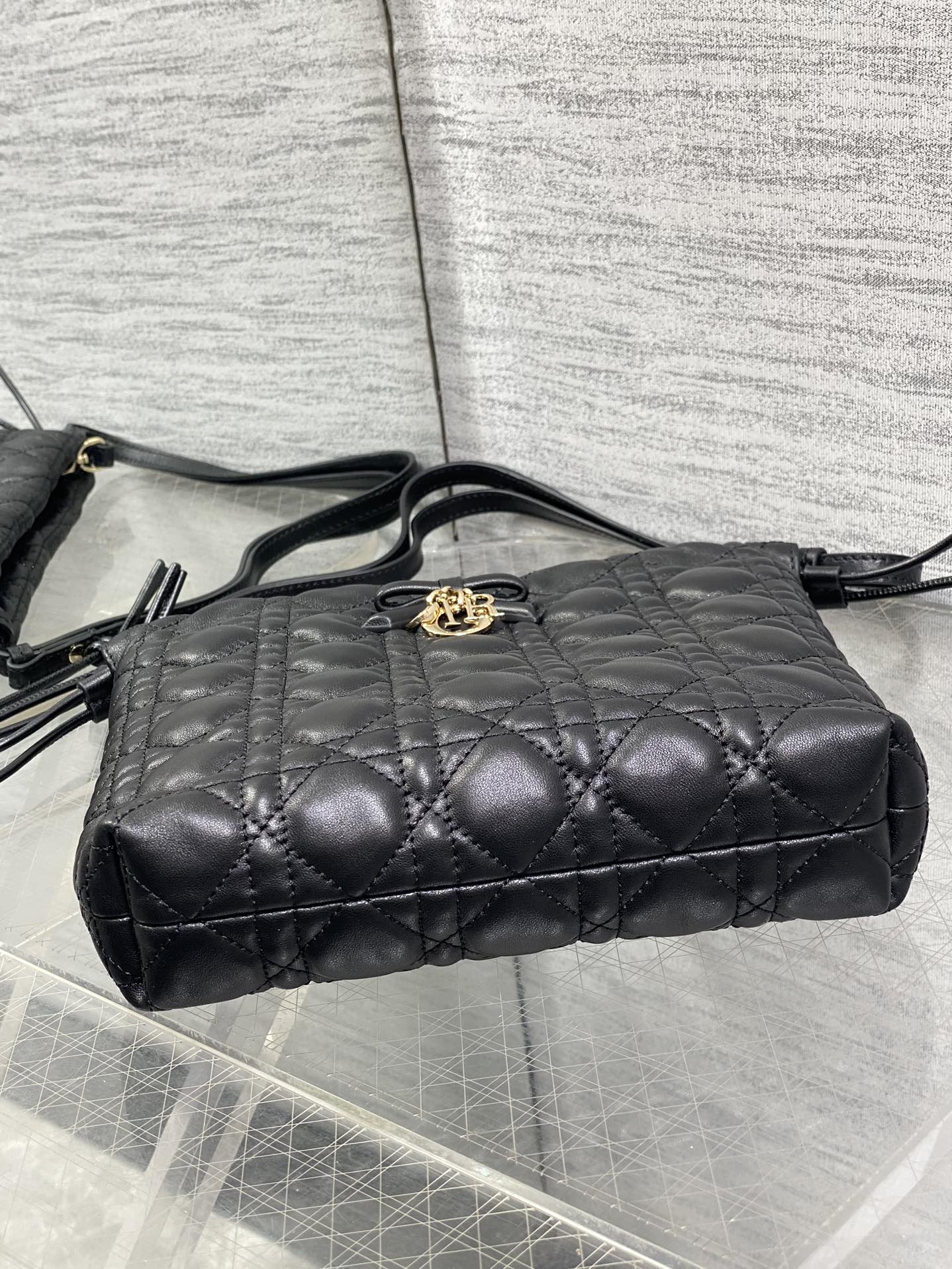 DIOR 26S ADIORABLE BUCKET BAG 20 IN BLACK LAMBSKIN