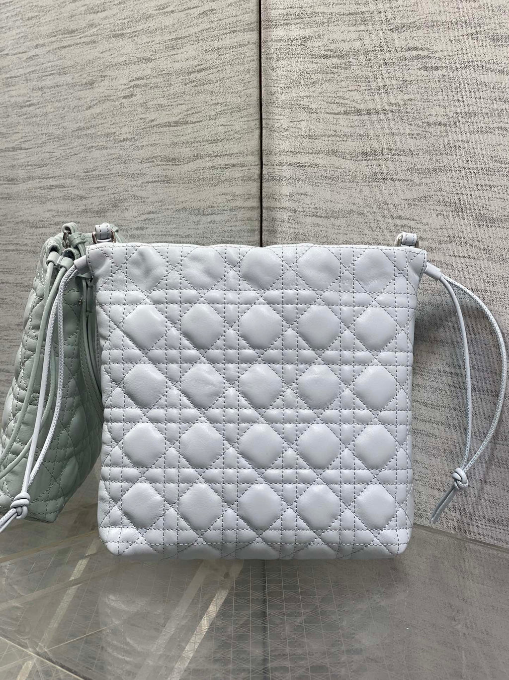 DIOR 26S ADIORABLE BUCKET BAG 20 IN LIGHT BLUE LAMBSKIN