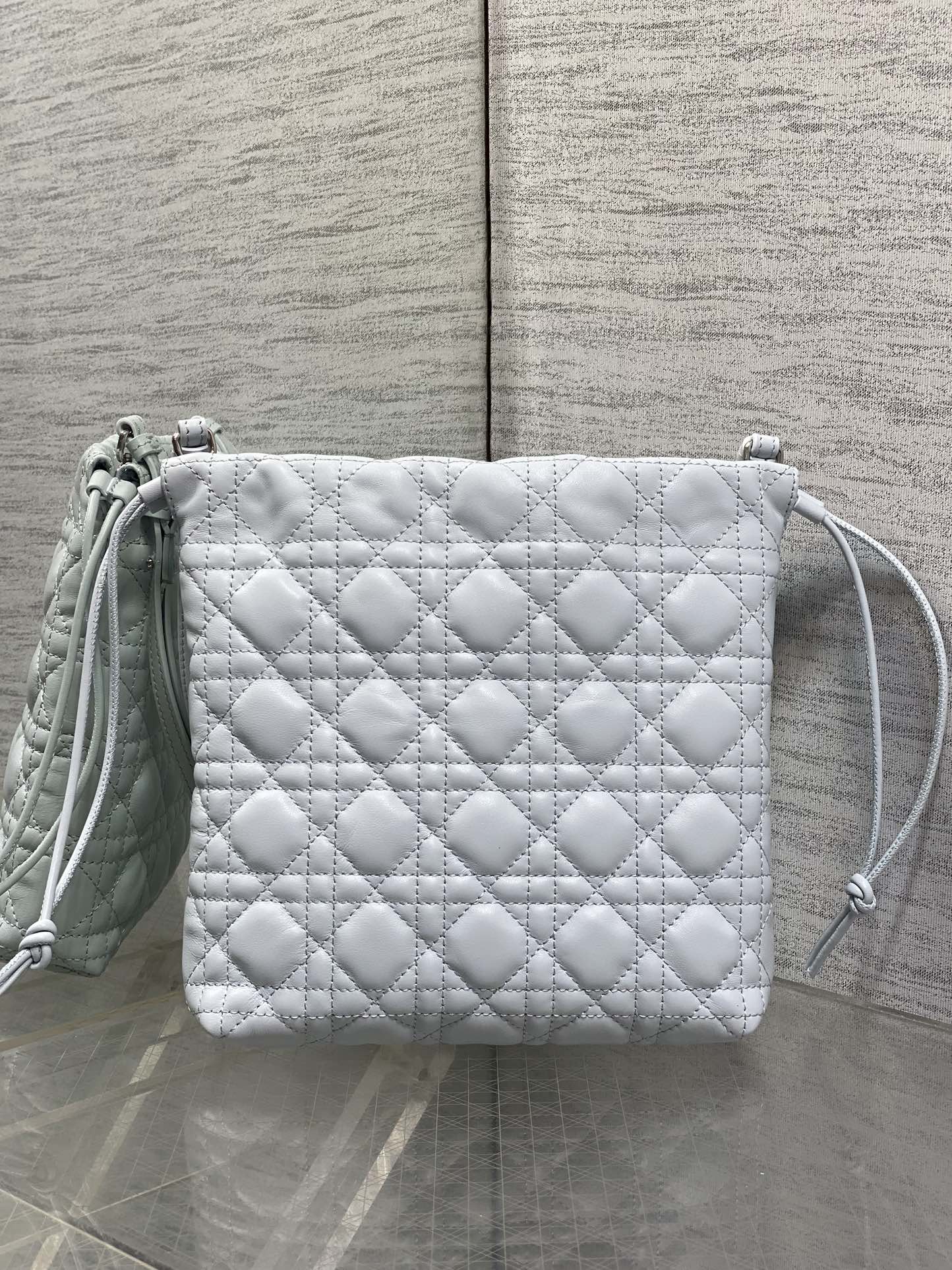 DIOR 26S ADIORABLE BUCKET BAG 20 IN LIGHT BLUE LAMBSKIN