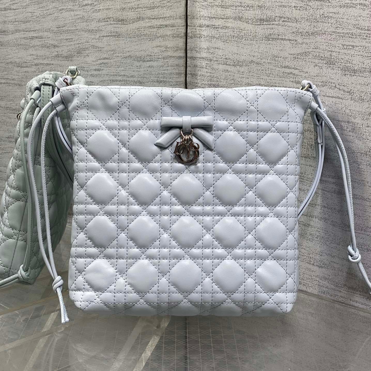 DIOR 26S ADIORABLE BUCKET BAG 20 IN LIGHT BLUE LAMBSKIN