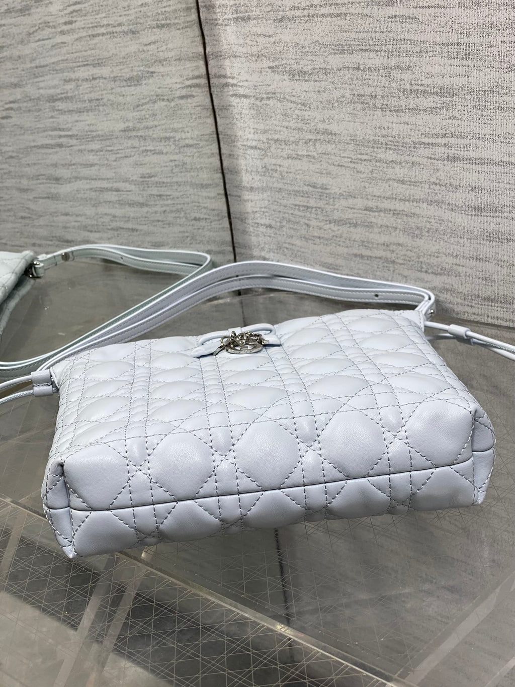 DIOR 26S ADIORABLE BUCKET BAG 20 IN LIGHT BLUE LAMBSKIN