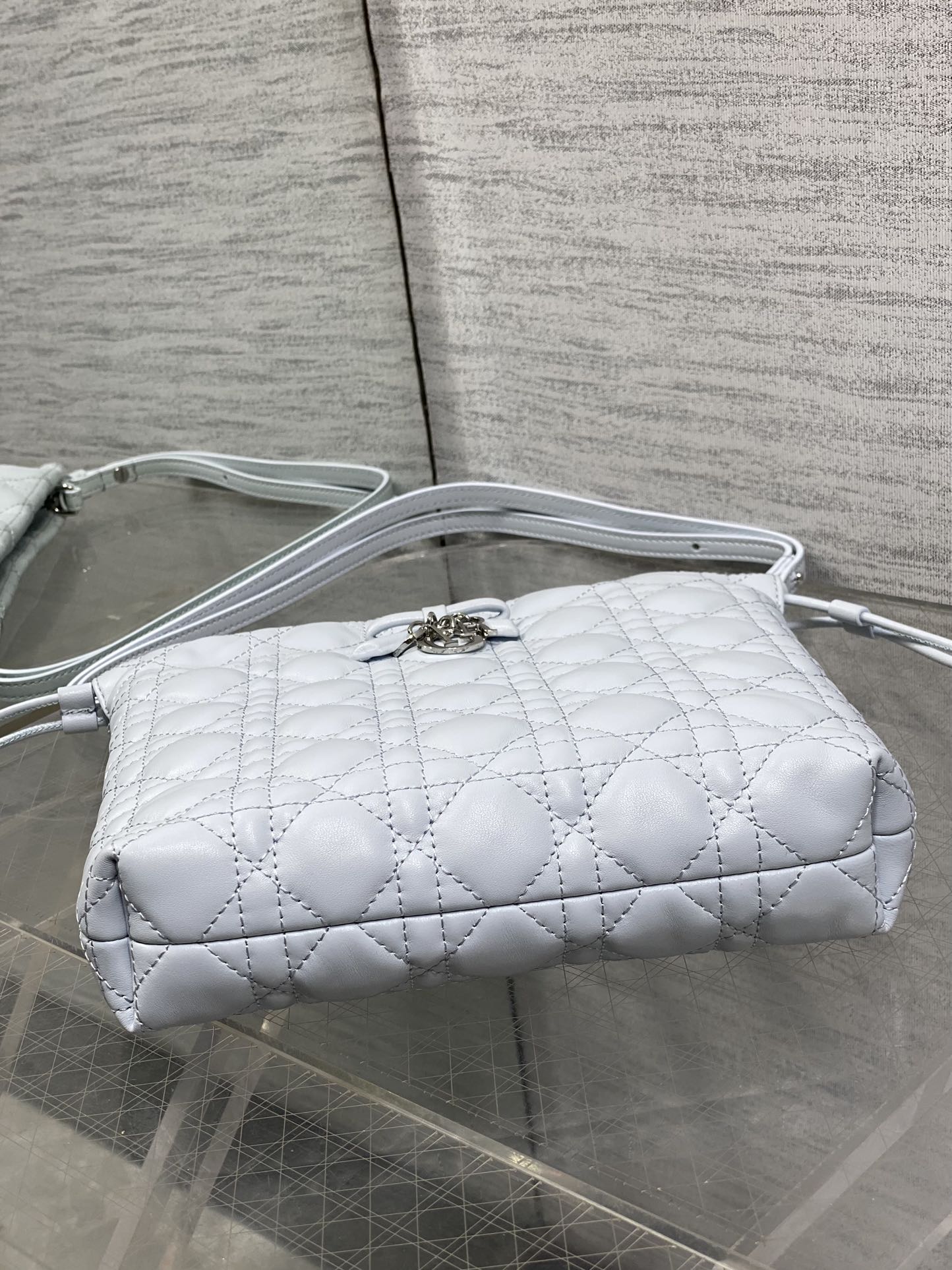 DIOR 26S ADIORABLE BUCKET BAG 20 IN LIGHT BLUE LAMBSKIN