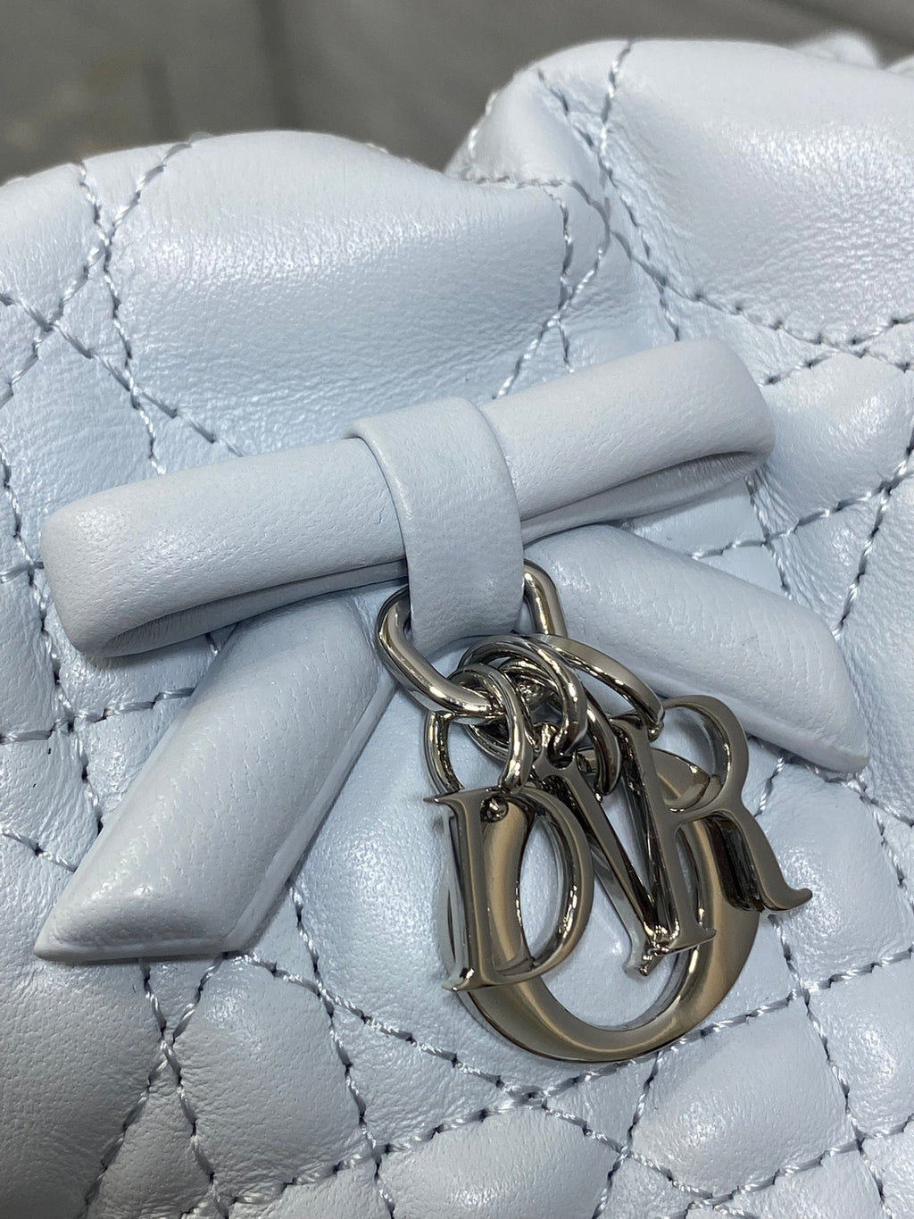 DIOR 26S ADIORABLE BUCKET BAG 20 IN LIGHT BLUE LAMBSKIN
