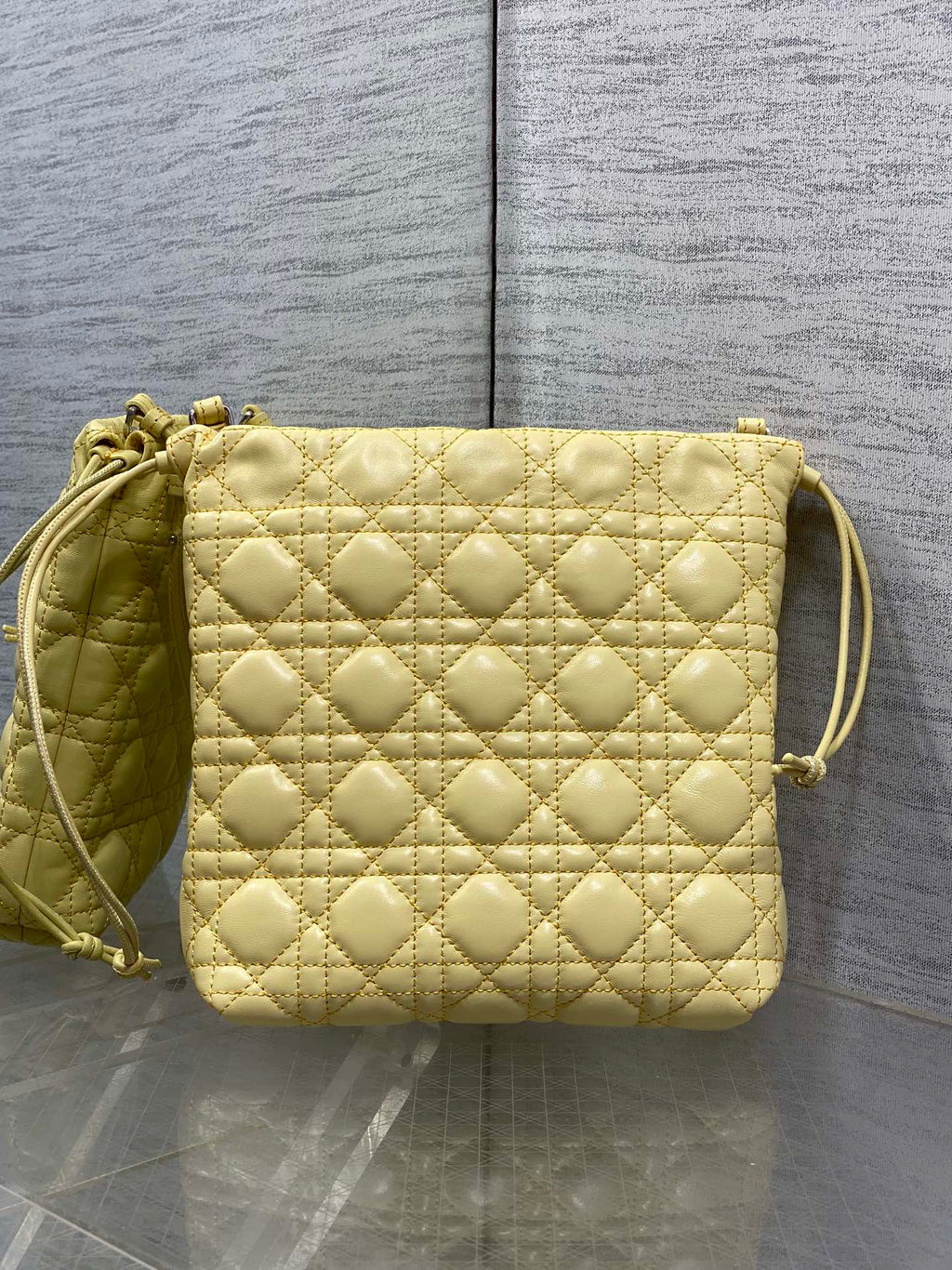 DIOR 26S ADIORABLE BUCKET BAG 20 IN YELLOW LAMBSKIN