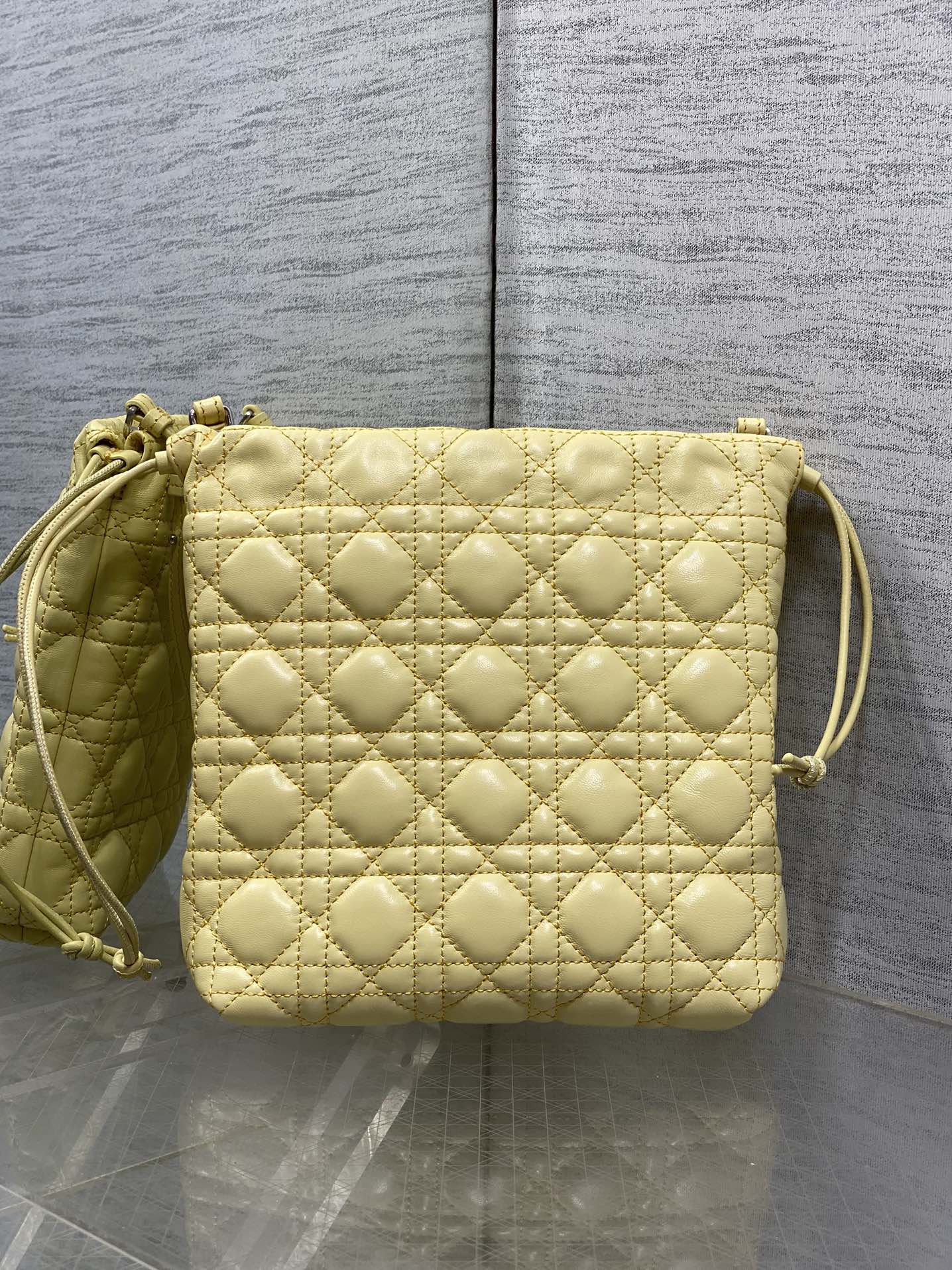 DIOR 26S ADIORABLE BUCKET BAG 20 IN YELLOW LAMBSKIN