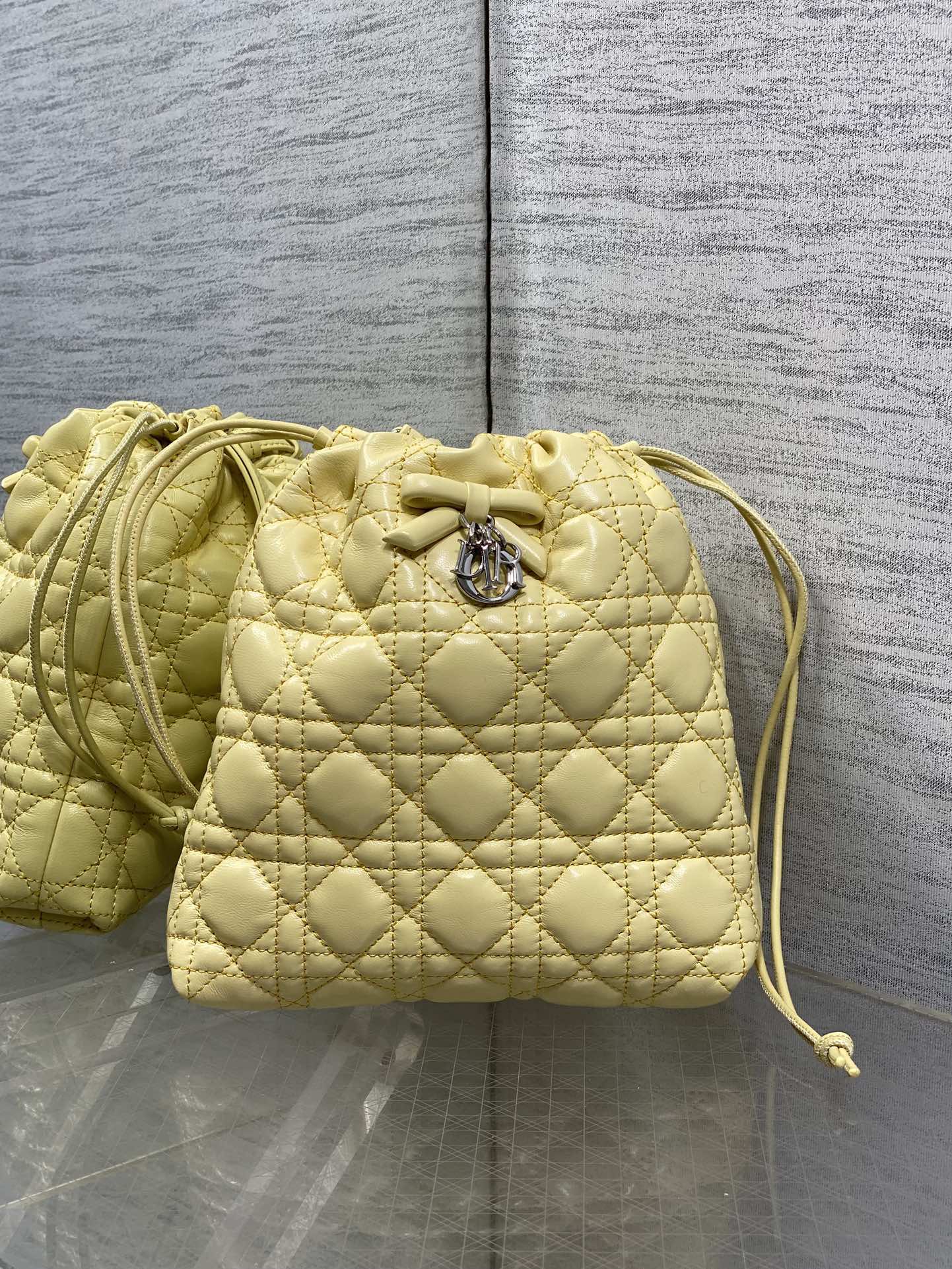 DIOR 26S ADIORABLE BUCKET BAG 20 IN YELLOW LAMBSKIN
