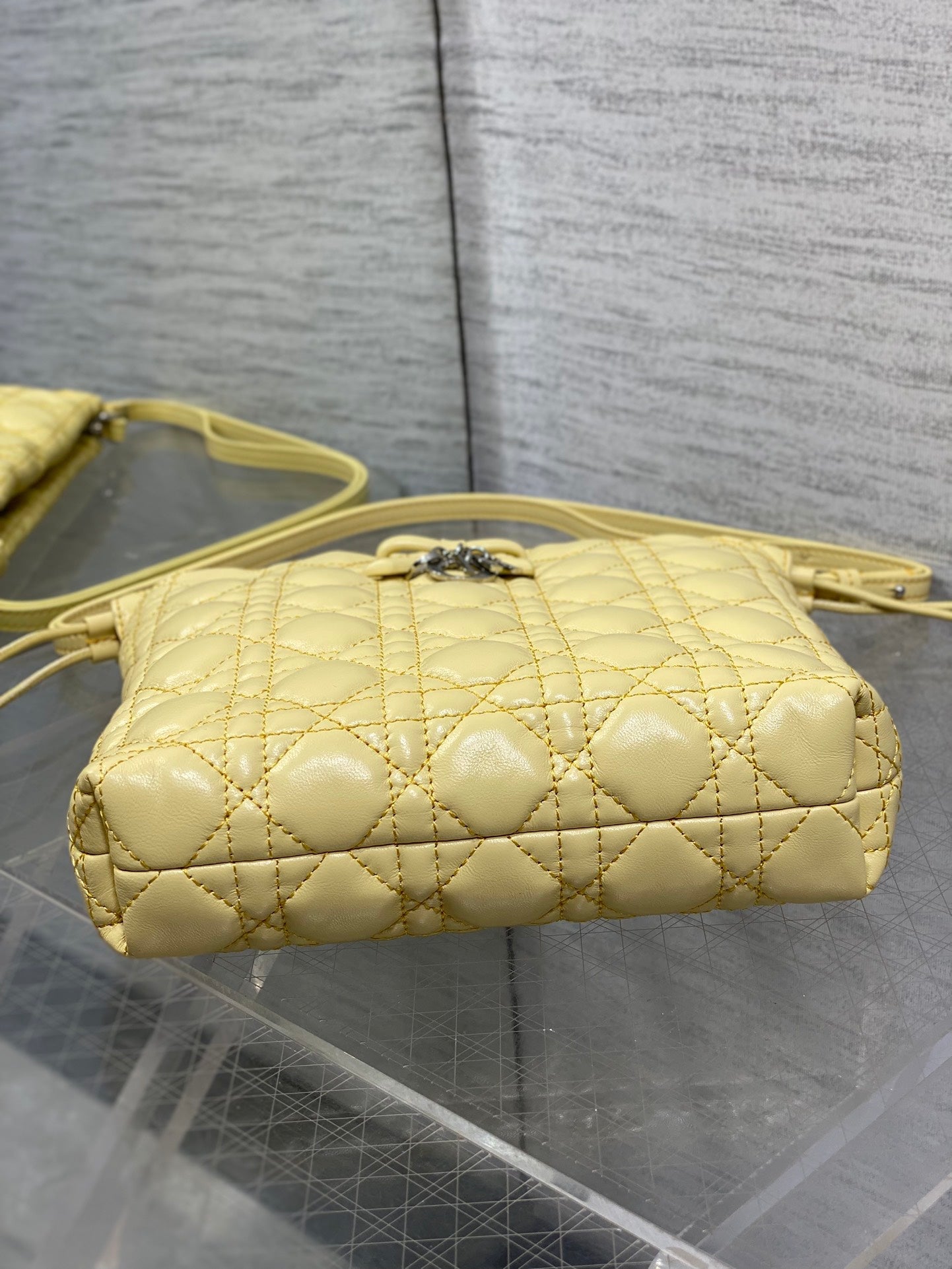 DIOR 26S ADIORABLE BUCKET BAG 20 IN YELLOW LAMBSKIN