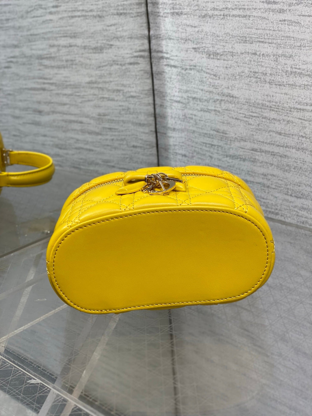 DIOR 26S MINI VANITY BAG 18 IN YELLOW LAMBSKIN