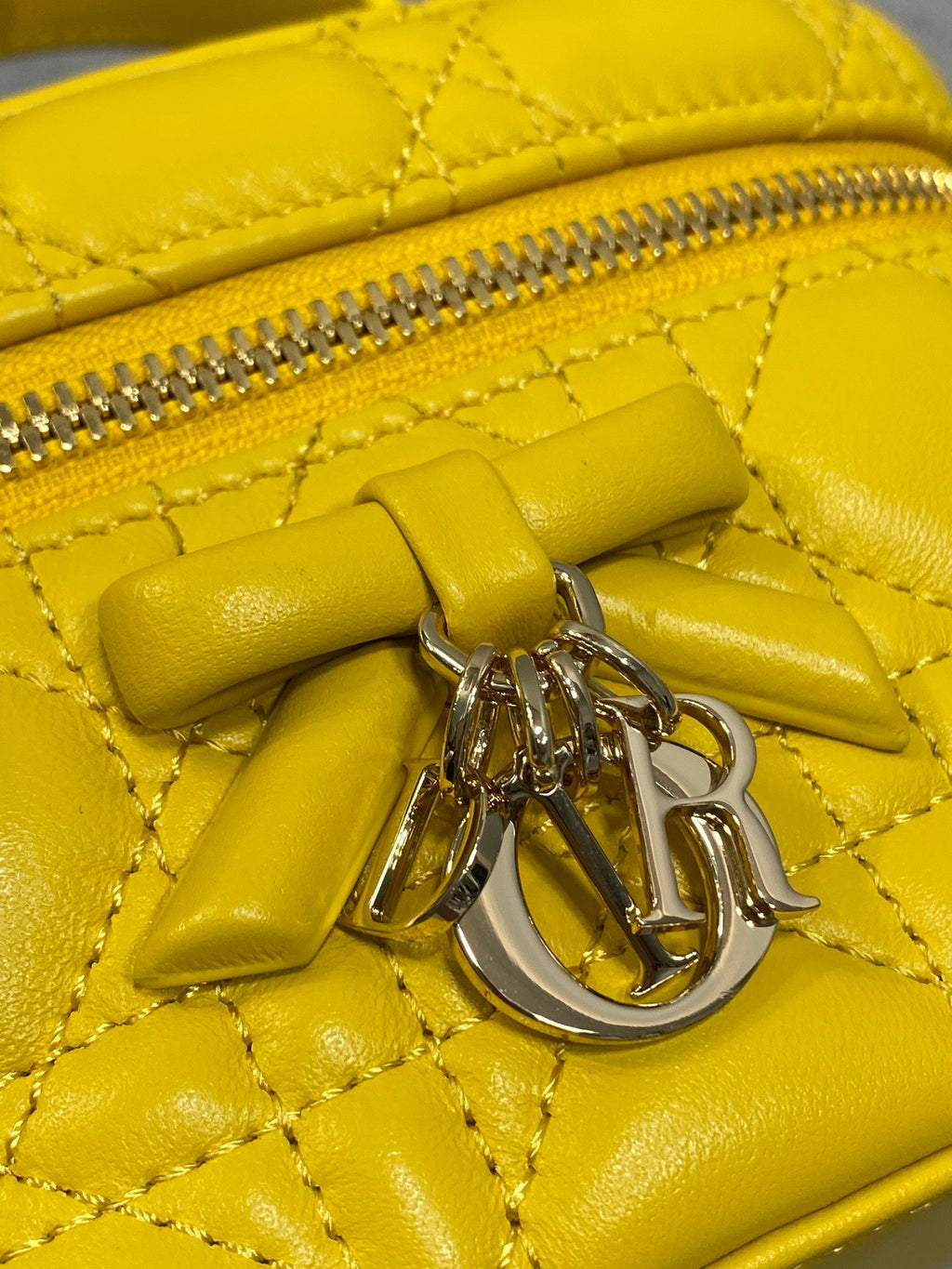 DIOR 26S MINI VANITY BAG 18 IN YELLOW LAMBSKIN