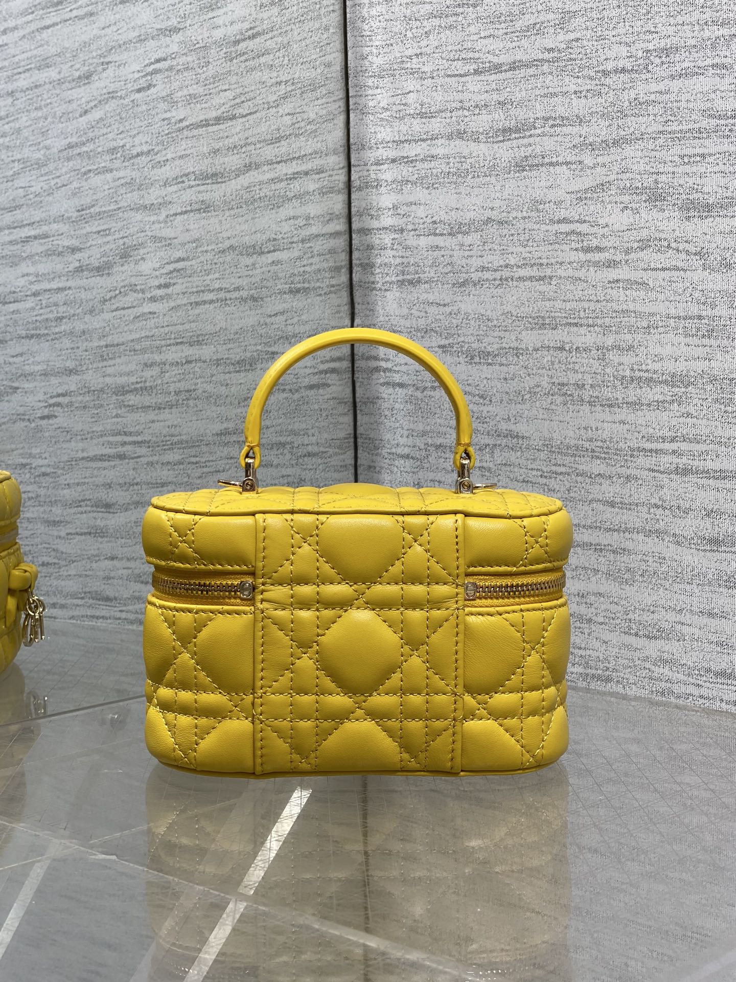 DIOR 26S MINI VANITY BAG 18 IN YELLOW LAMBSKIN