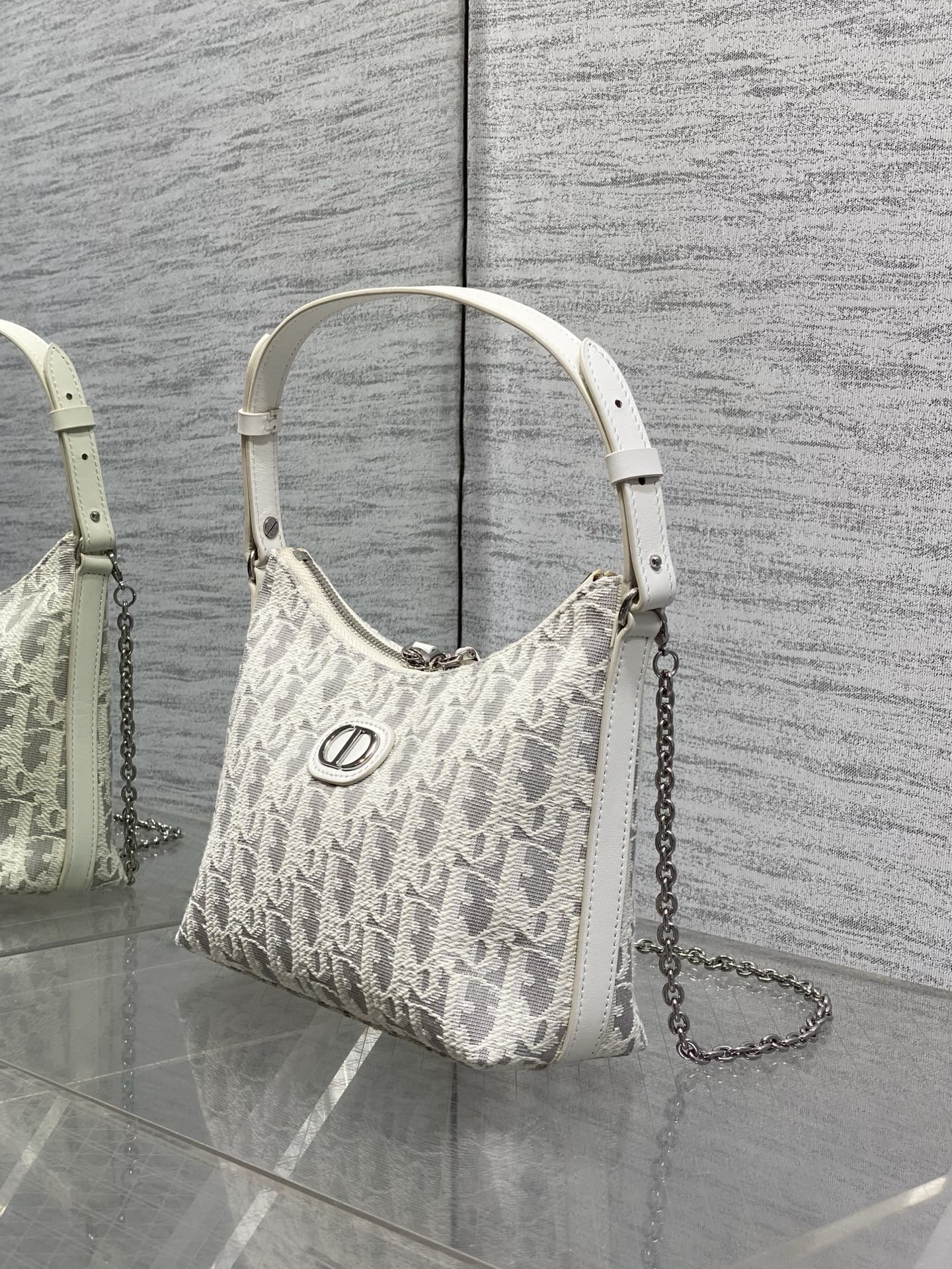 DIOR 26S MINI BAG 19 IN BEIGE OBLIQUE JACQUARD