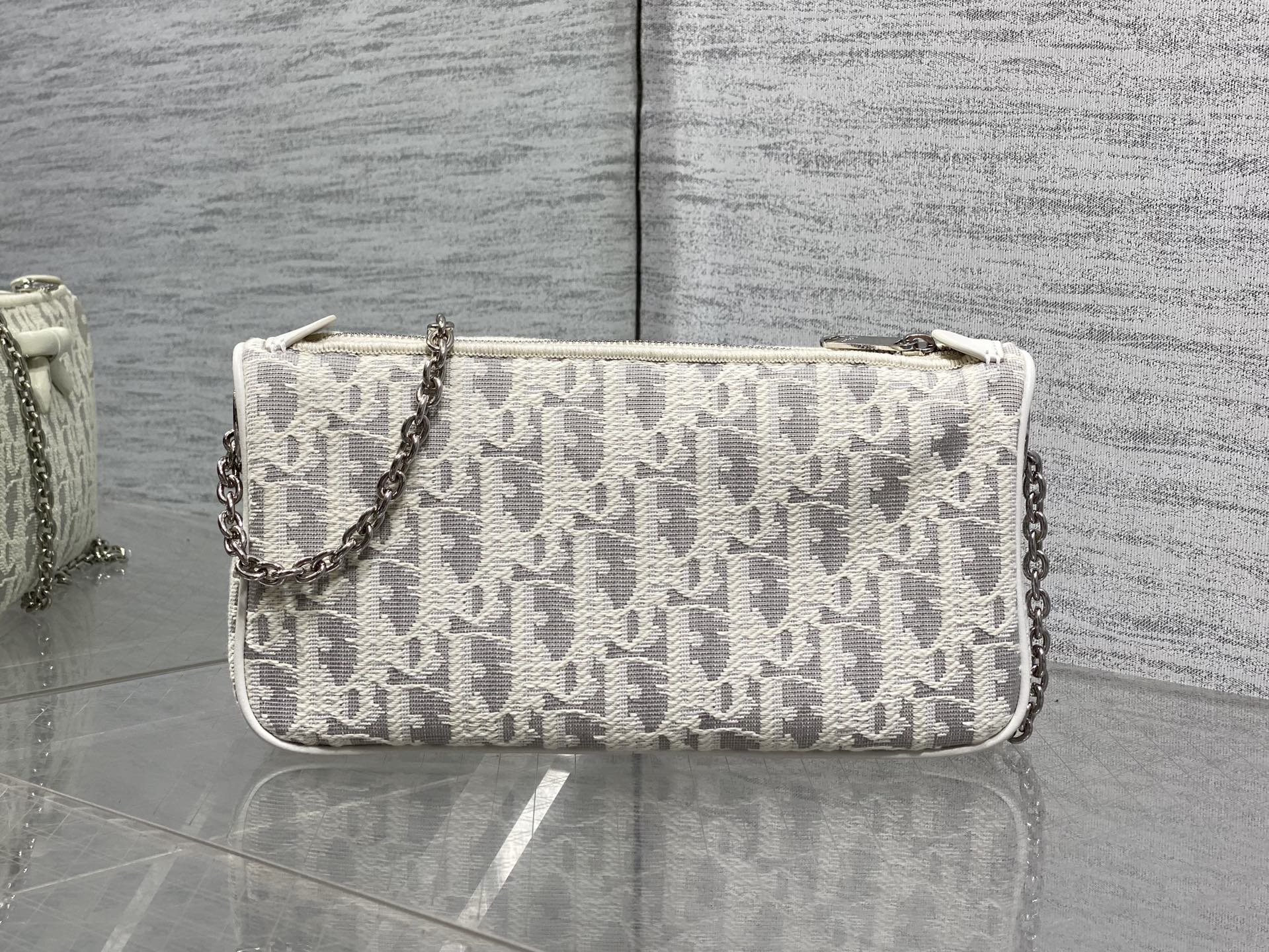 DIOR 26S PROMENADE BAG 22 IN BEIGE OBLIQUE JACQUARD