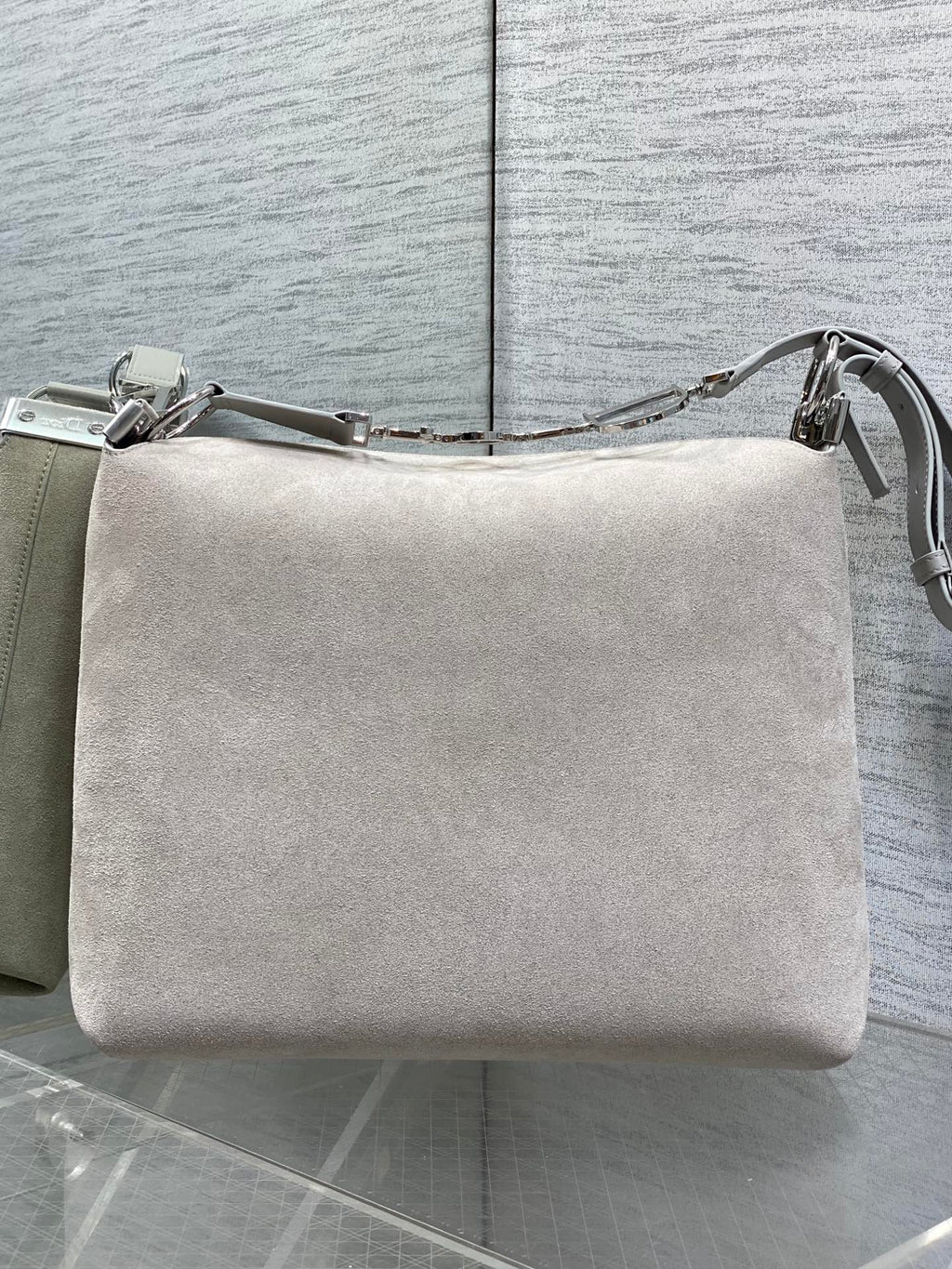 DIOR 26S MEDIUM BAG 31 IN GREY SUEDE