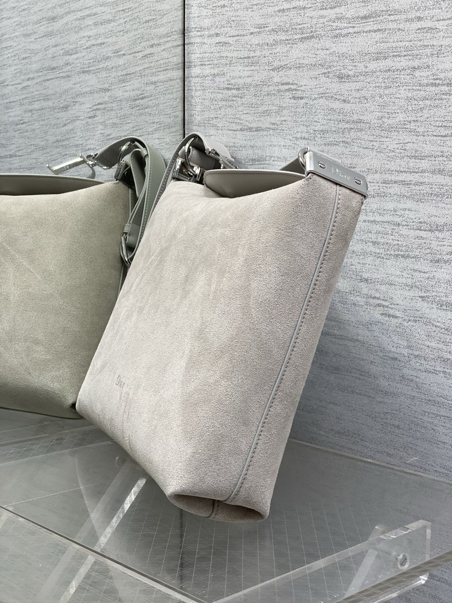 DIOR 26S MEDIUM BAG 31 IN GREY SUEDE