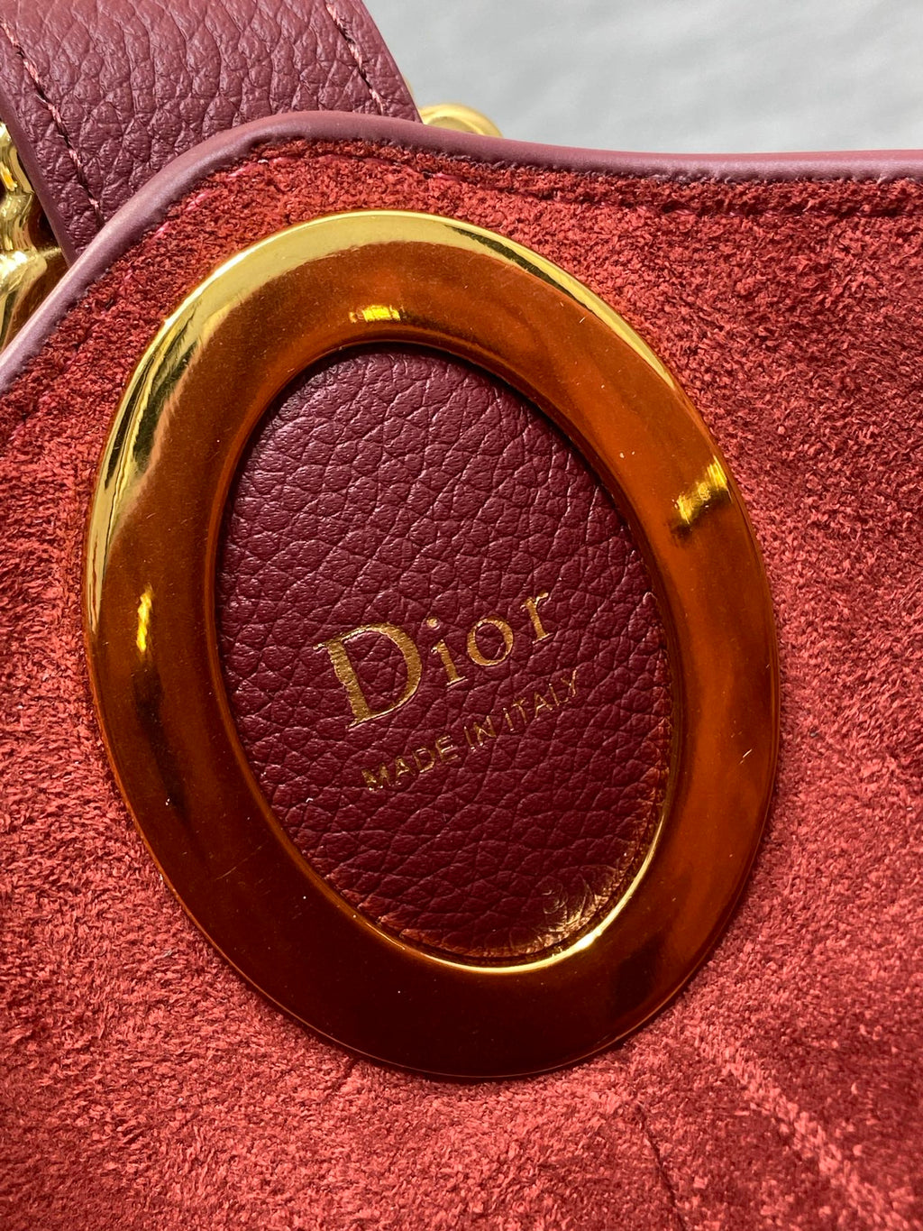 DIOR 26S MEDAILLON BUCKET BAG 26 IN DARK RED CALFSKIN