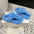 LW SHEARLING THONG SLIPPER IN LAPIS