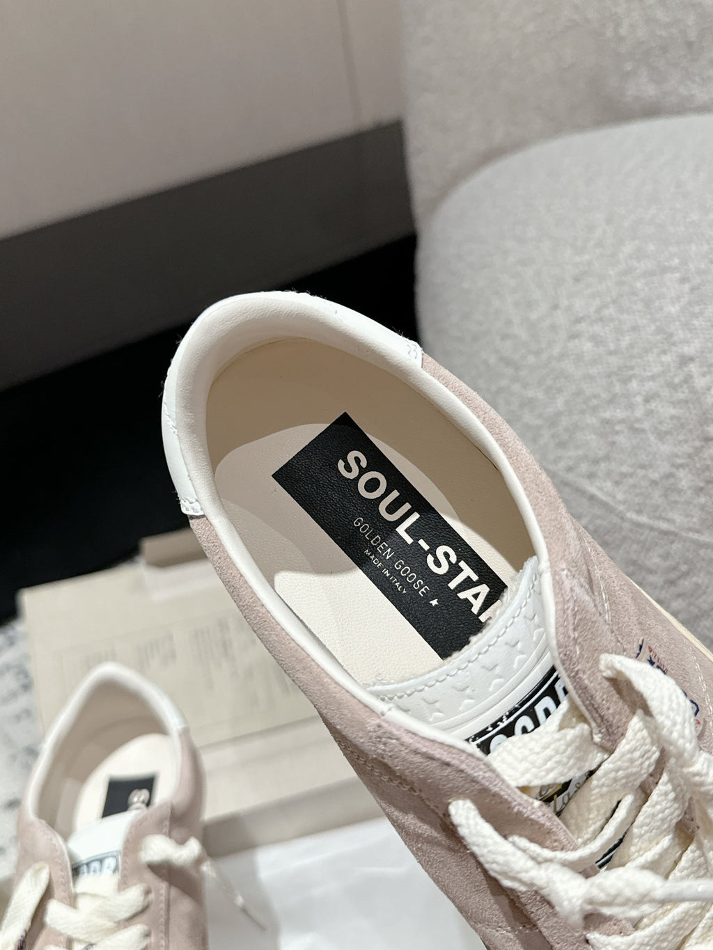 SOUL STAR SNEAKERS IN PINK SUEDE WHITE HEEL TAB