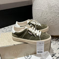 SOUL STAR SNEAKERS IN KELP GREEN SUEDE WHITE HEEL TAB