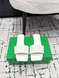 BOTTEGA VENETA 26S SQUARE-TOE WOVEN-STRAP SANDALS IN WHITE LAMBSKIN