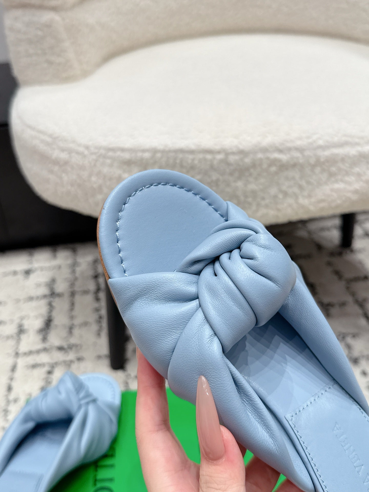 BOTTEGA VENETA 26S TWIST-STRAP HIGH-HEEL SANDALS 50 MM IN SKY BLUE LAMBSKIN