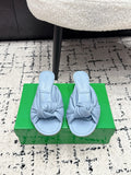 BOTTEGA VENETA 26S TWIST-STRAP HIGH-HEEL SANDALS 50 MM IN SKY BLUE LAMBSKIN