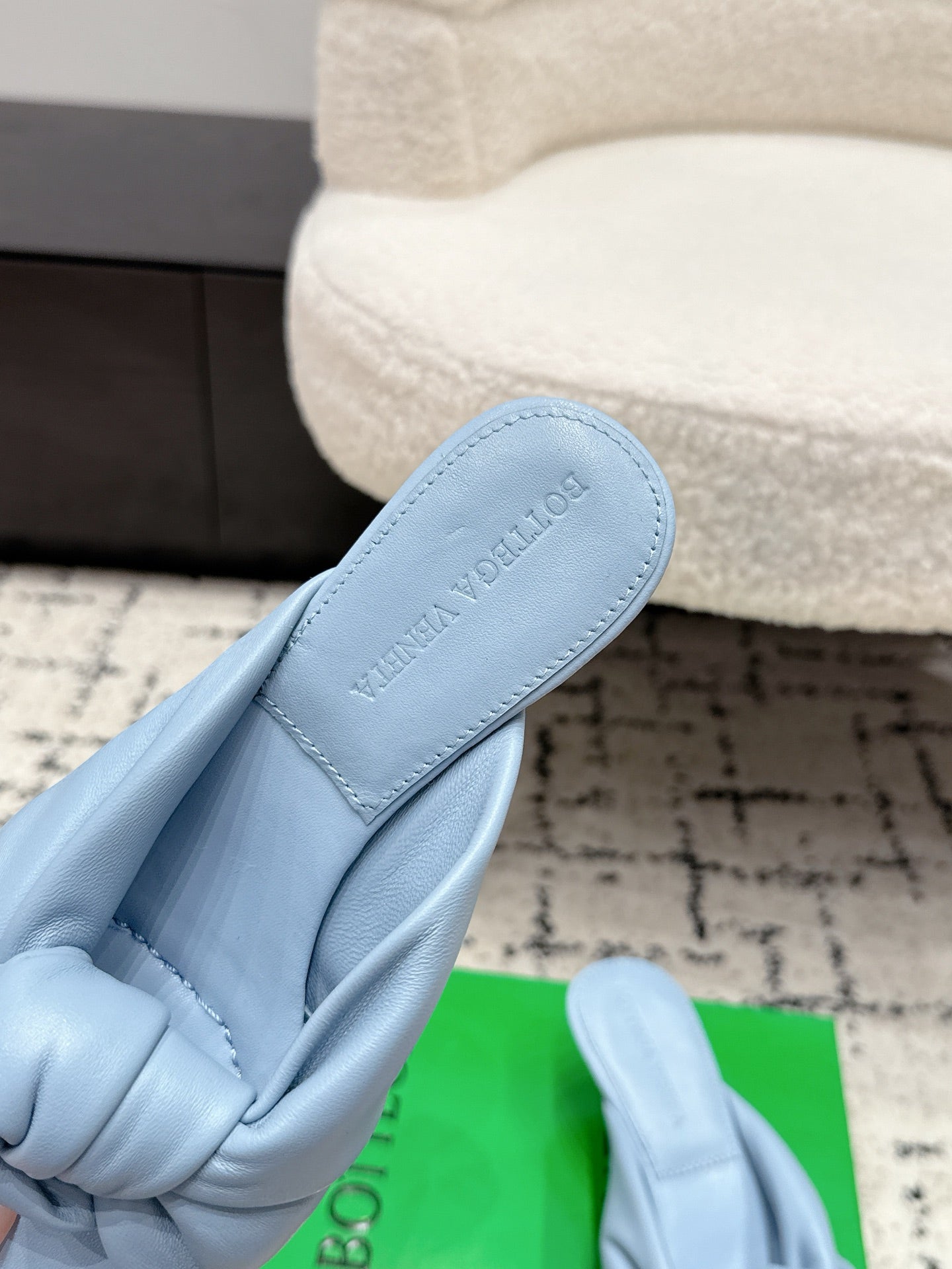 BOTTEGA VENETA 26S TWIST-STRAP HIGH-HEEL SANDALS 50 MM IN SKY BLUE LAMBSKIN