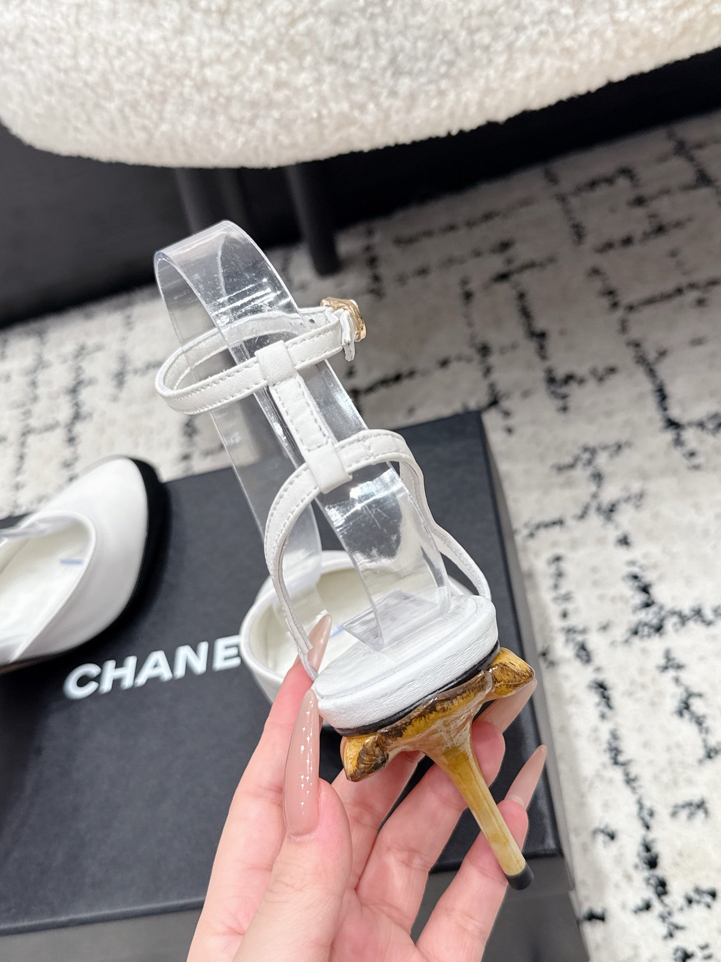 CHANEL 26S HEELED SLINGBACKS 75 MM IN WHITE LAMBSKIN