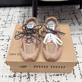 MIUMIU 26S SNEAKERS IN CHESTNUT BROWN SUEDE SUEDE AND MESH FABRIC