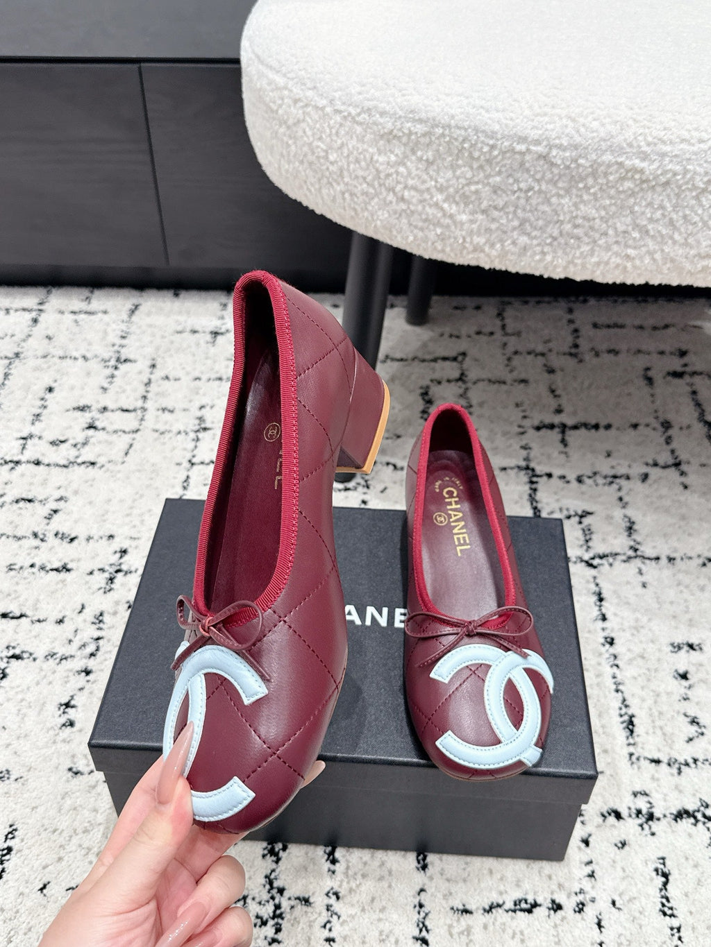 CHANEL 26S HIGH HEELS IN DARK RED LAMBSKIN WITH BOW