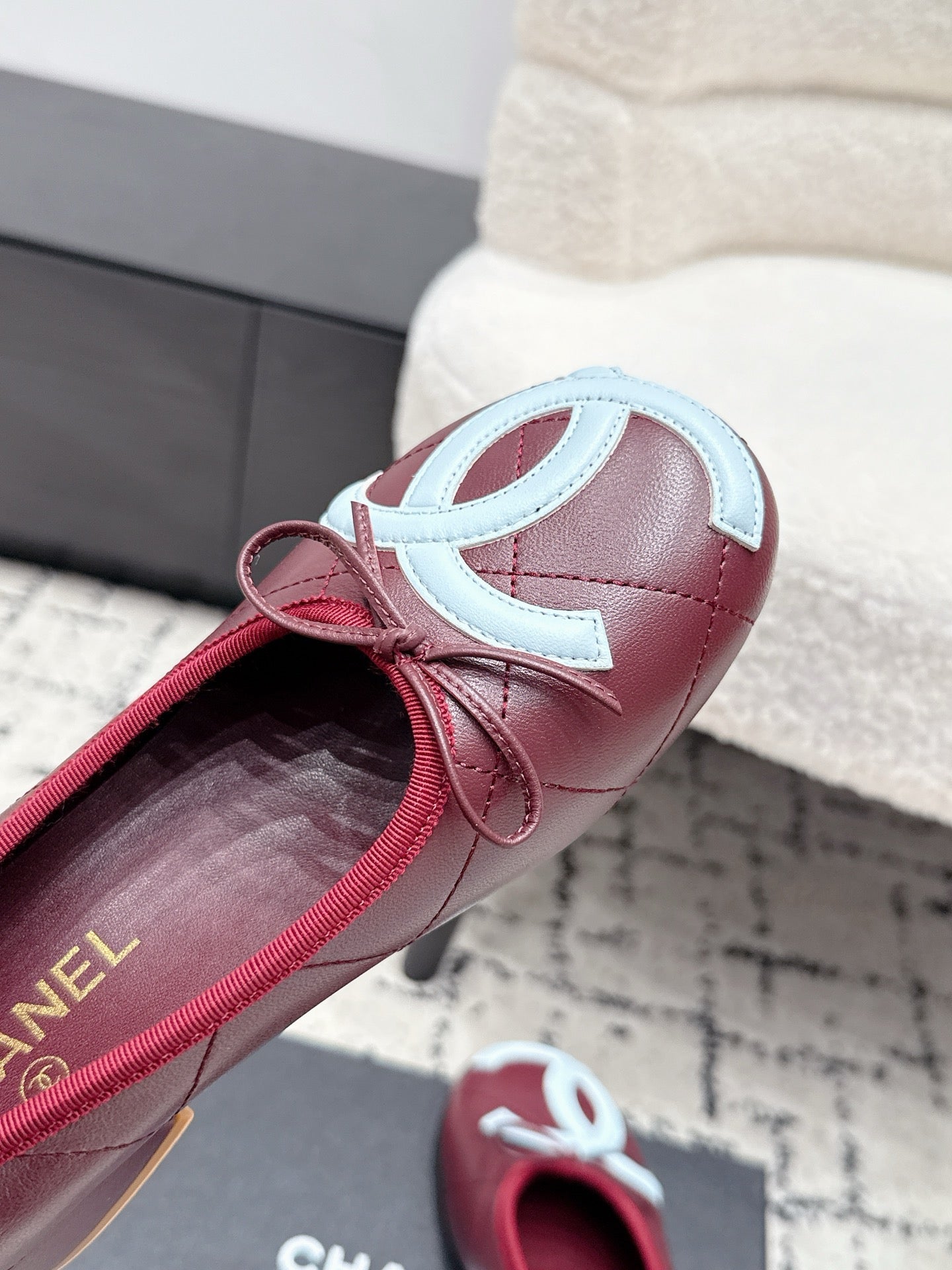 CHANEL 26S HIGH HEELS IN DARK RED LAMBSKIN WITH BOW