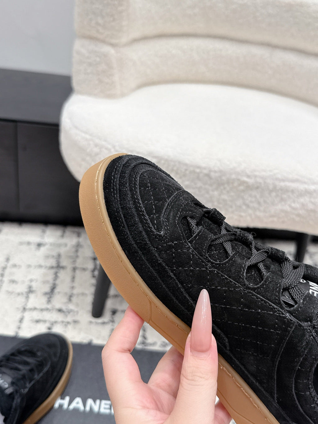 CHANEL 26S QUILTED SNEAKERS IN BLACK SUEDE