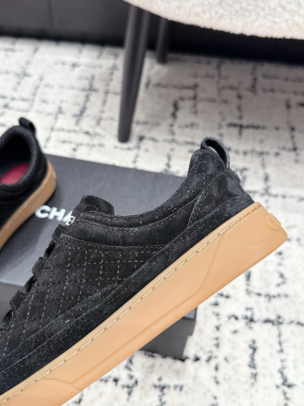 CHANEL 26S QUILTED SNEAKERS IN BLACK SUEDE